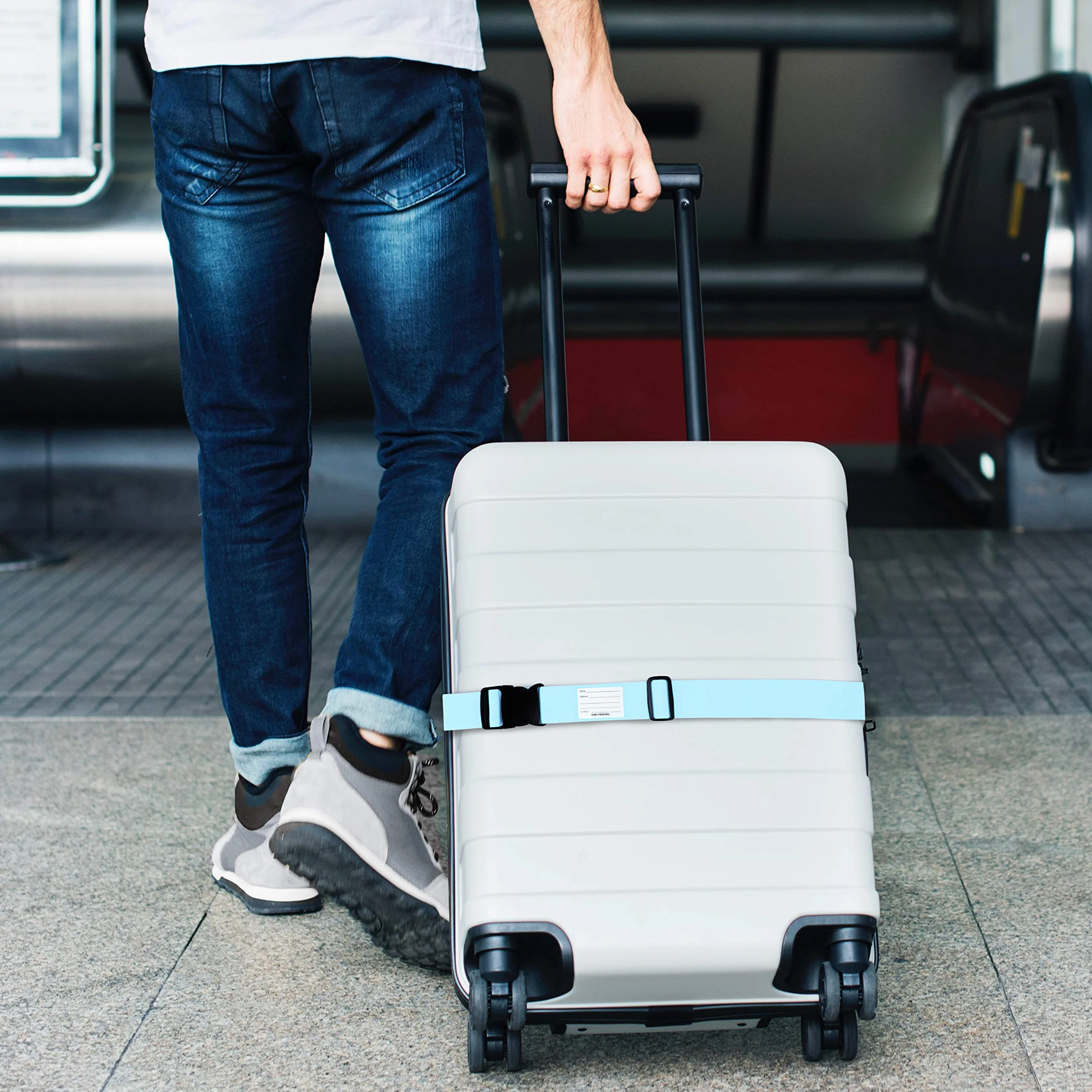 Sangle Valise Voyage OW-Travel Bleue Verte Orange Rose Facile à Repérer avec Etiquette