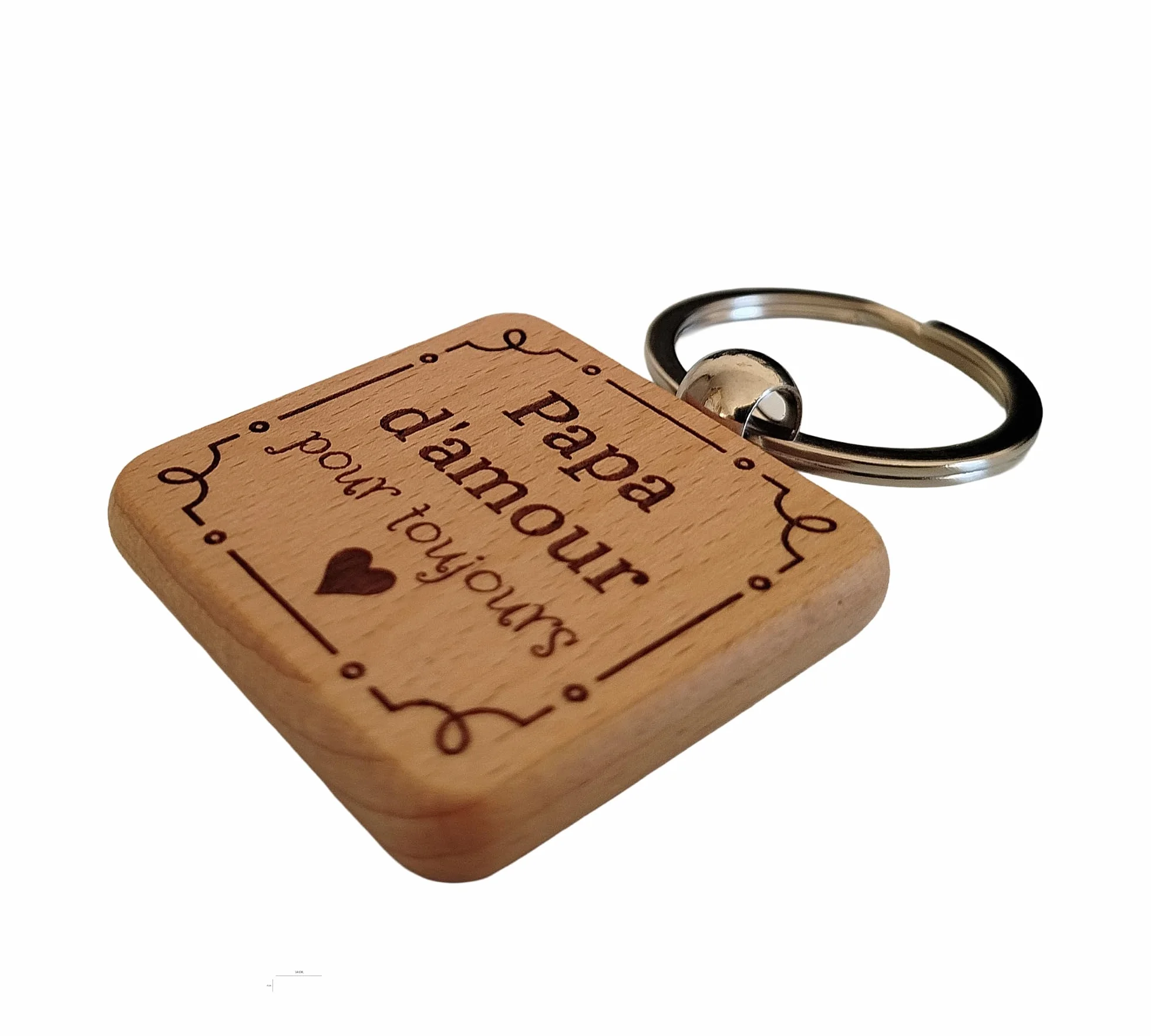 Porte-clés Papa et Maman en Bois Gravé Personnalisé - Cadeau Fête des Pères Mères