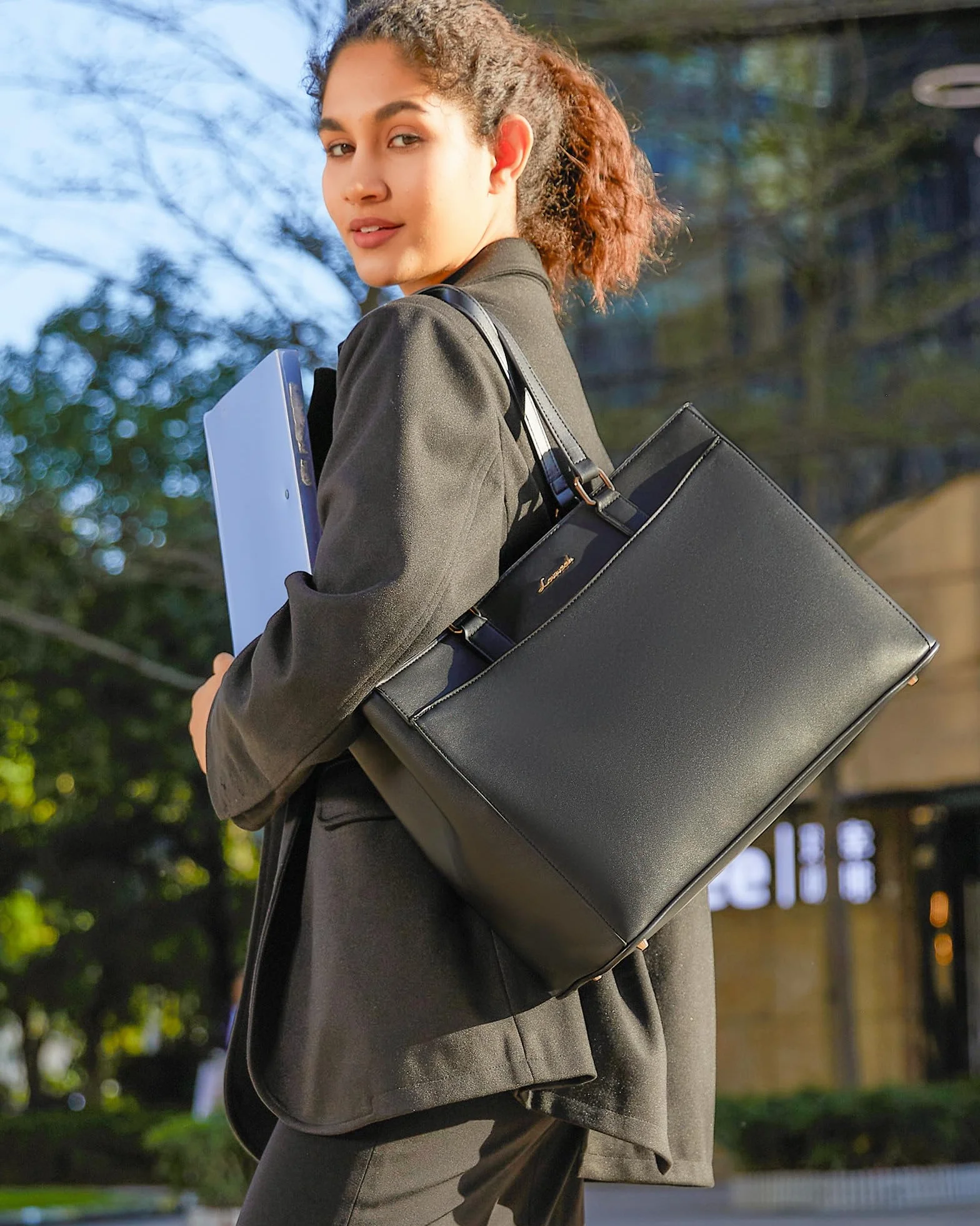 LOVEVOOK Sac Cabas Femme, Grande Sac Ordinateur Portable Imperméable, PU Cuir