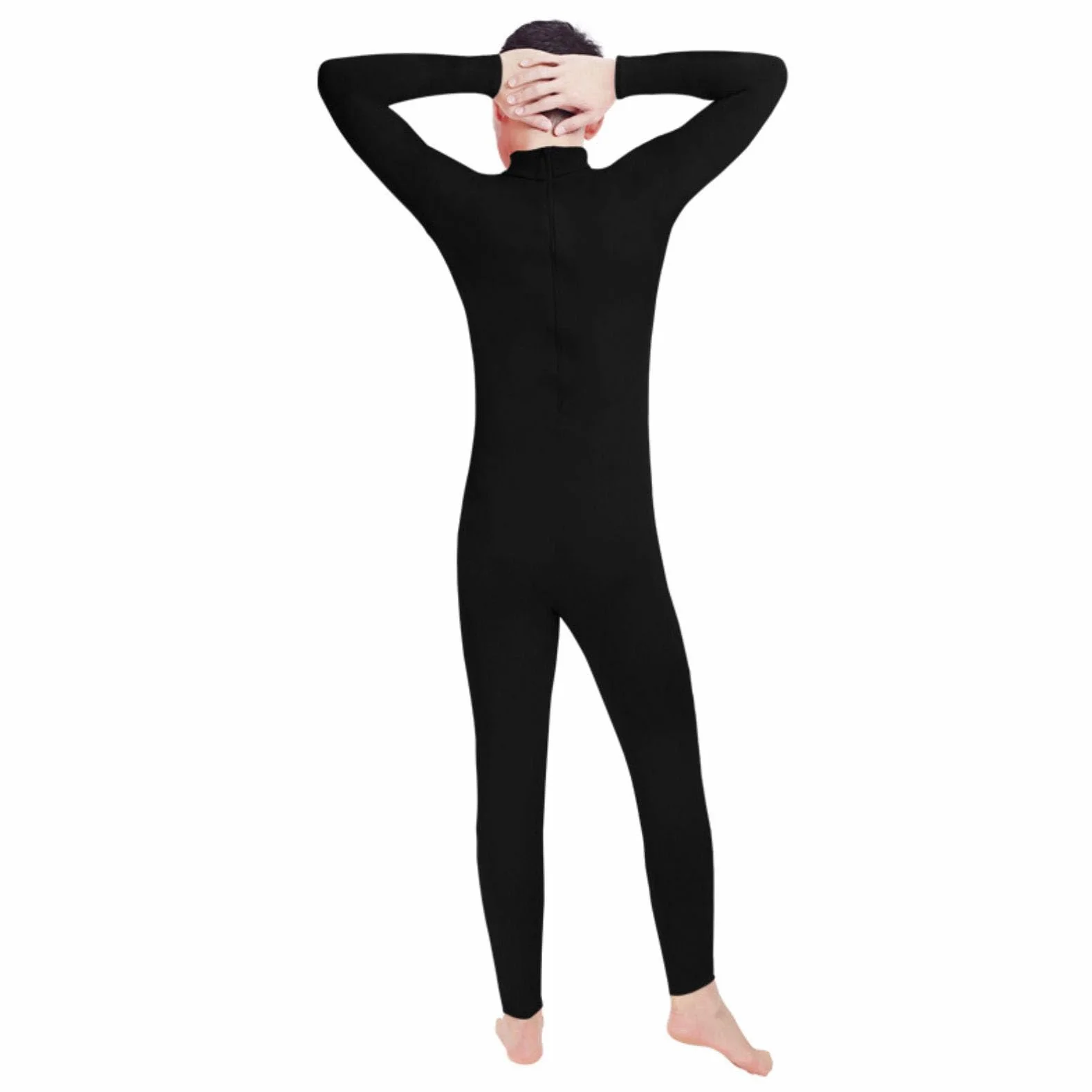 Combinaison intégrale Zentai en élasthanne pour homme à col roulé manches longues sans pieds