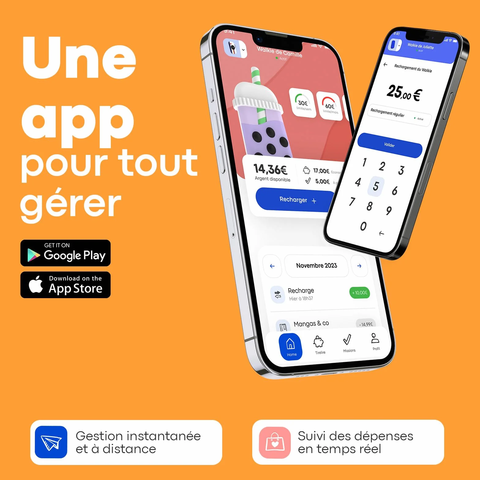 Porte Monnaie sans Contact pour Enfants et Ados - Apprendre à Gérer Son Argent - Bubble Tea