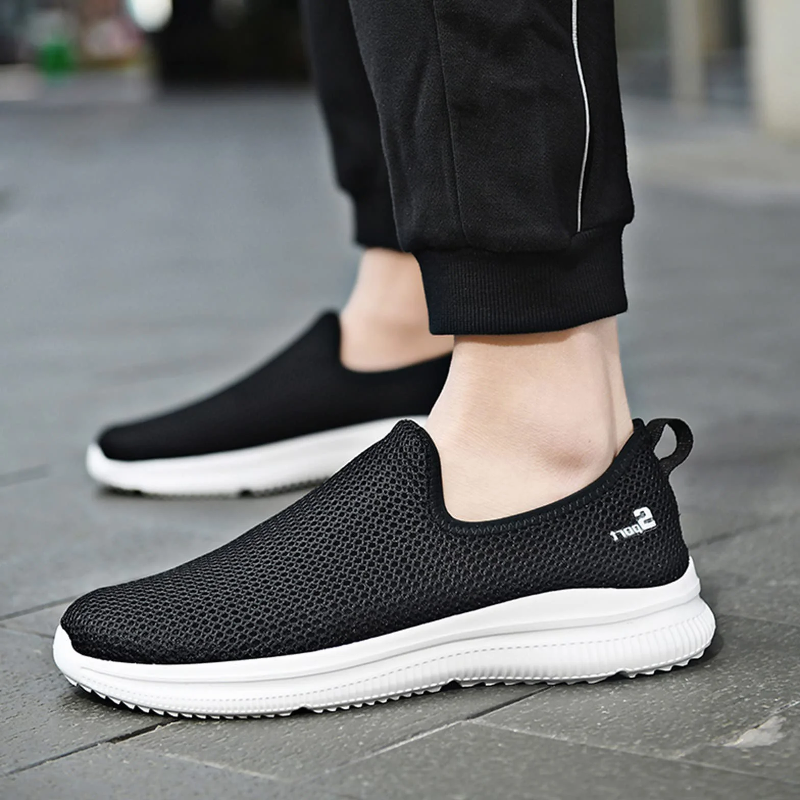 Baskets sans lacets pour homme chaussures été maille légères respirantes confortables