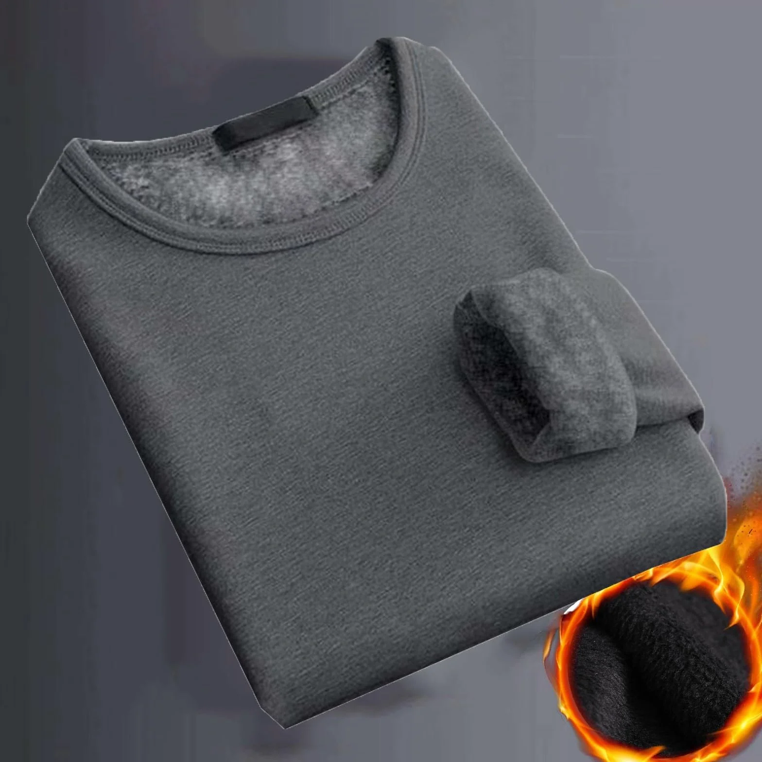 Pull homme col rond d'hiver épais thermique doublé manches longues polaire chaud