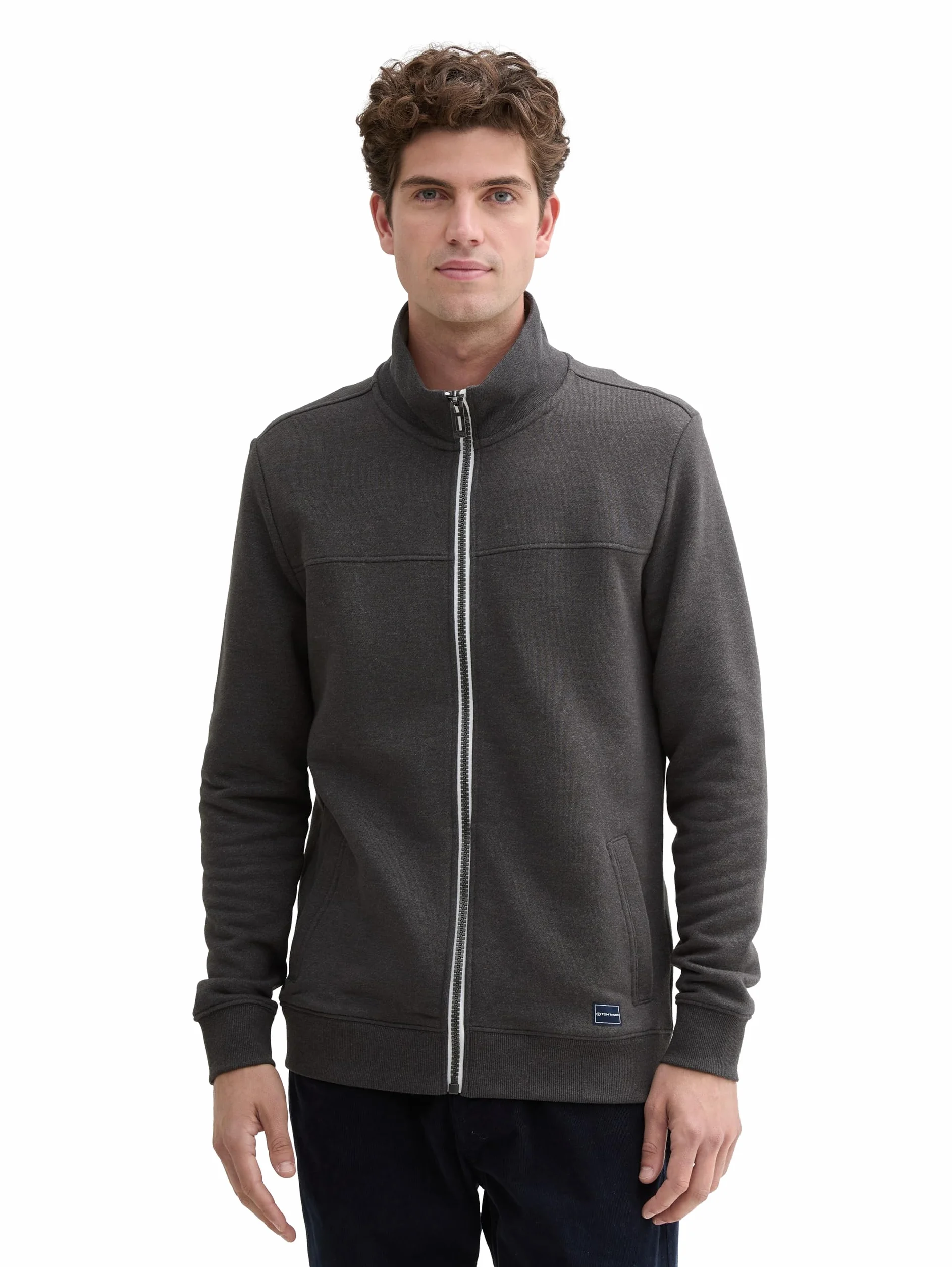 TOM TAILOR Hommes Veste sweat à col montant
