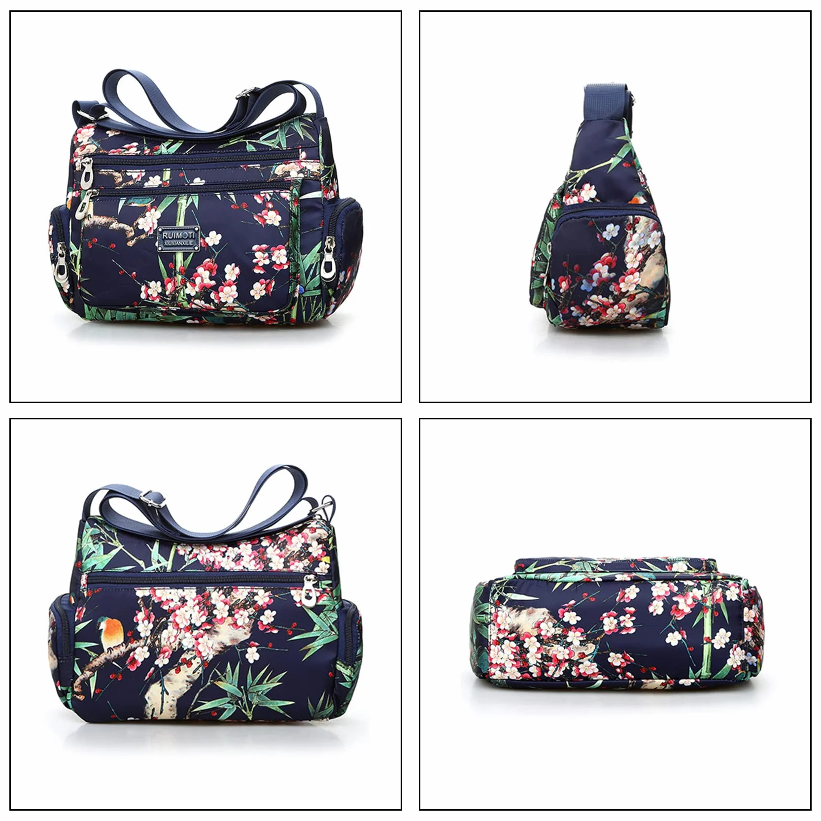 NOTAG Sac Bandoulière Femme Léger Multi-Poches Imperméable Nylon Voyage