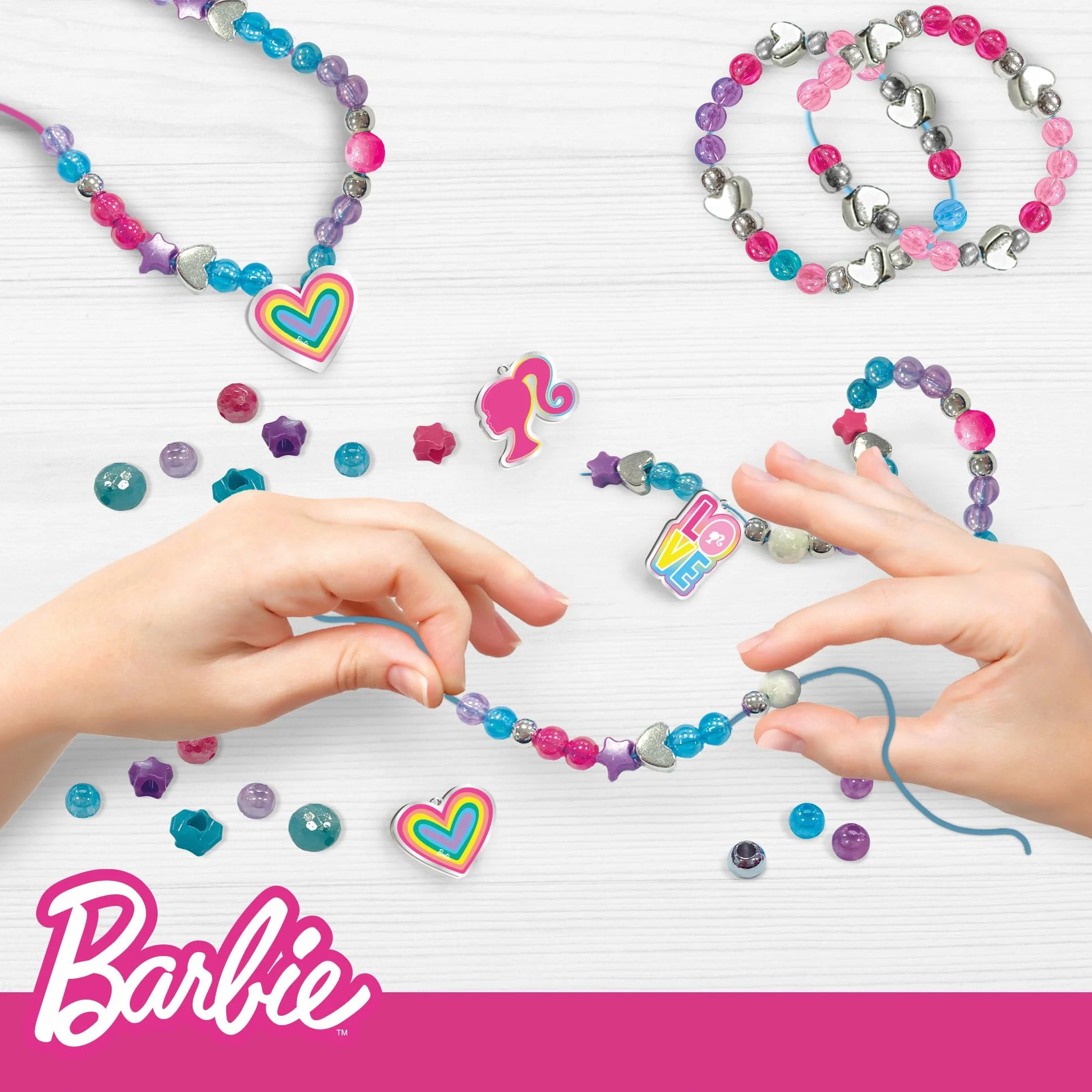Lisciani Barbie Coffret Bijoux We Dream Together Boîte à Bijoux à Créer pour Enfants Dès 5 Ans Kit Perles et Breloques