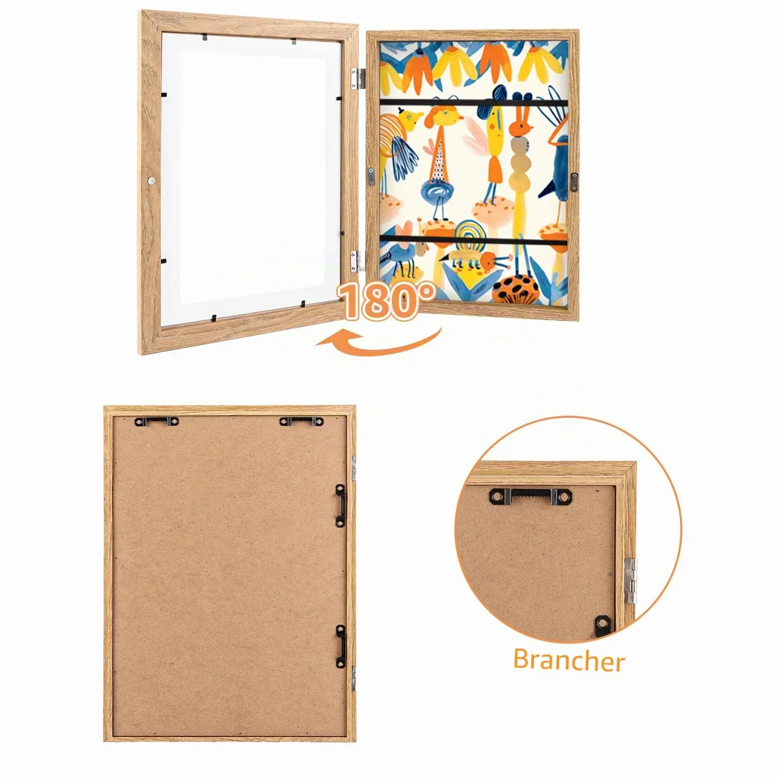 Cadre Dessin Enfant A4 Pliable Bois 3 Pièce