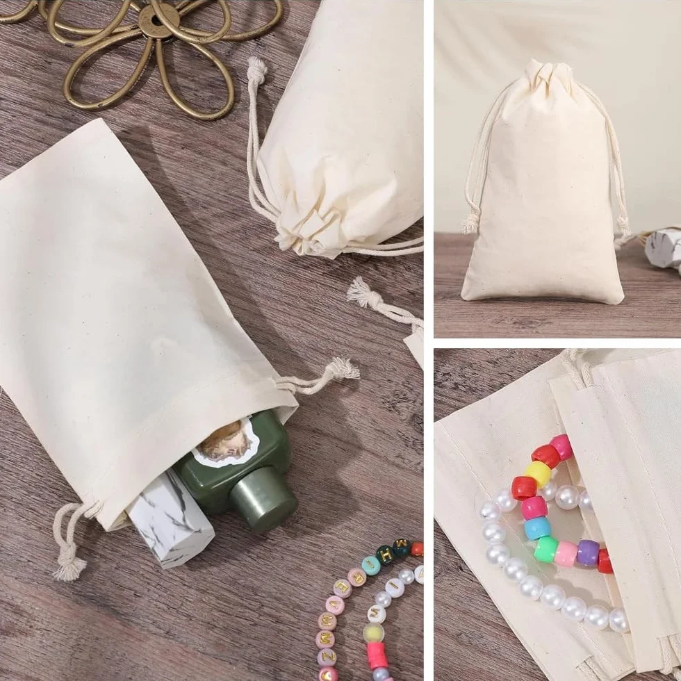 WANYI 3 Pièces Pochon Tissu 30x40cm Sac en Tissu avec Cordon de Serrage Cadeaux Anniversaire