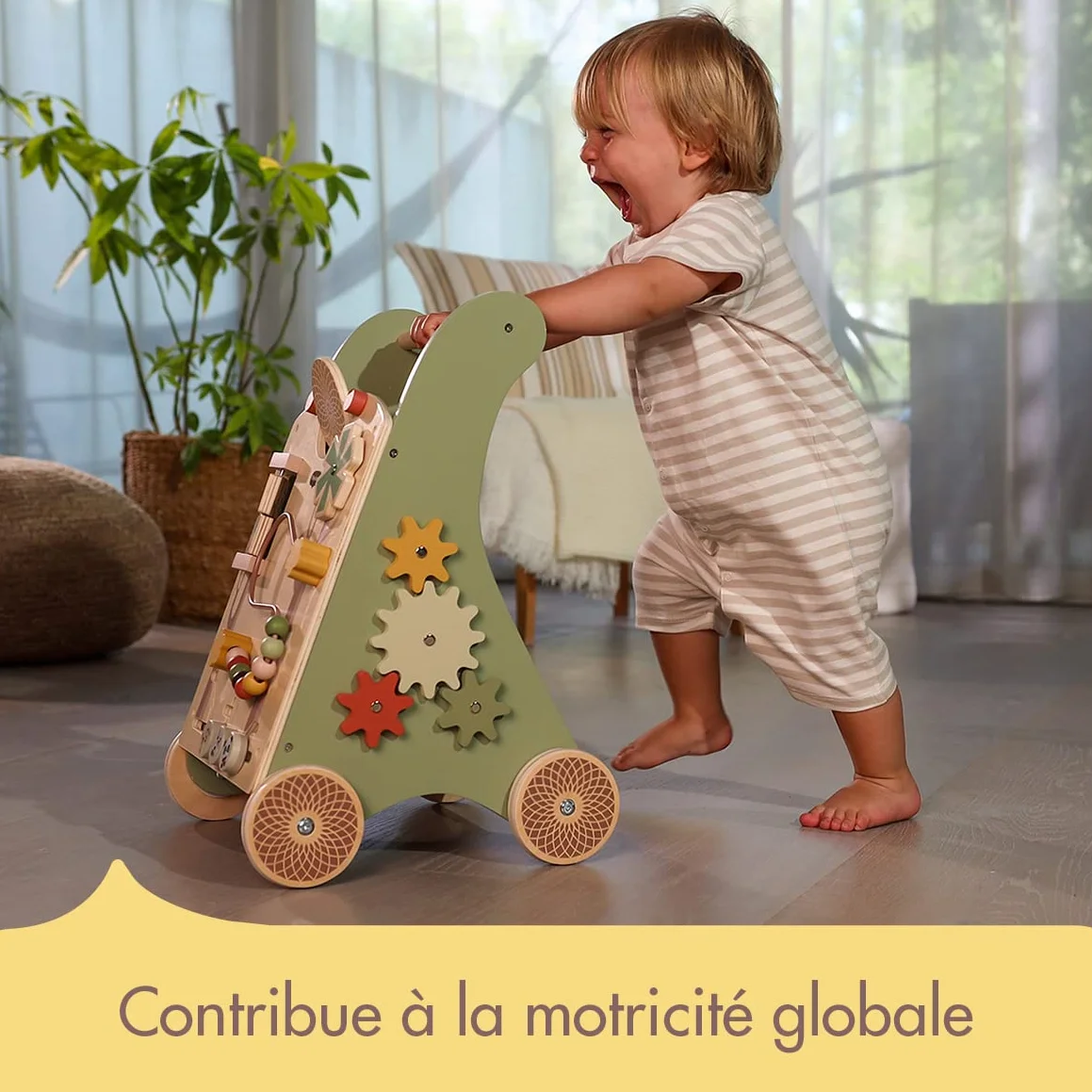 Tiny Love Chariot de Marche en Bois 2-en-1 Trotteur d'Activités pour Bébé, 12 Activités Interactives, Dès 18 Mois