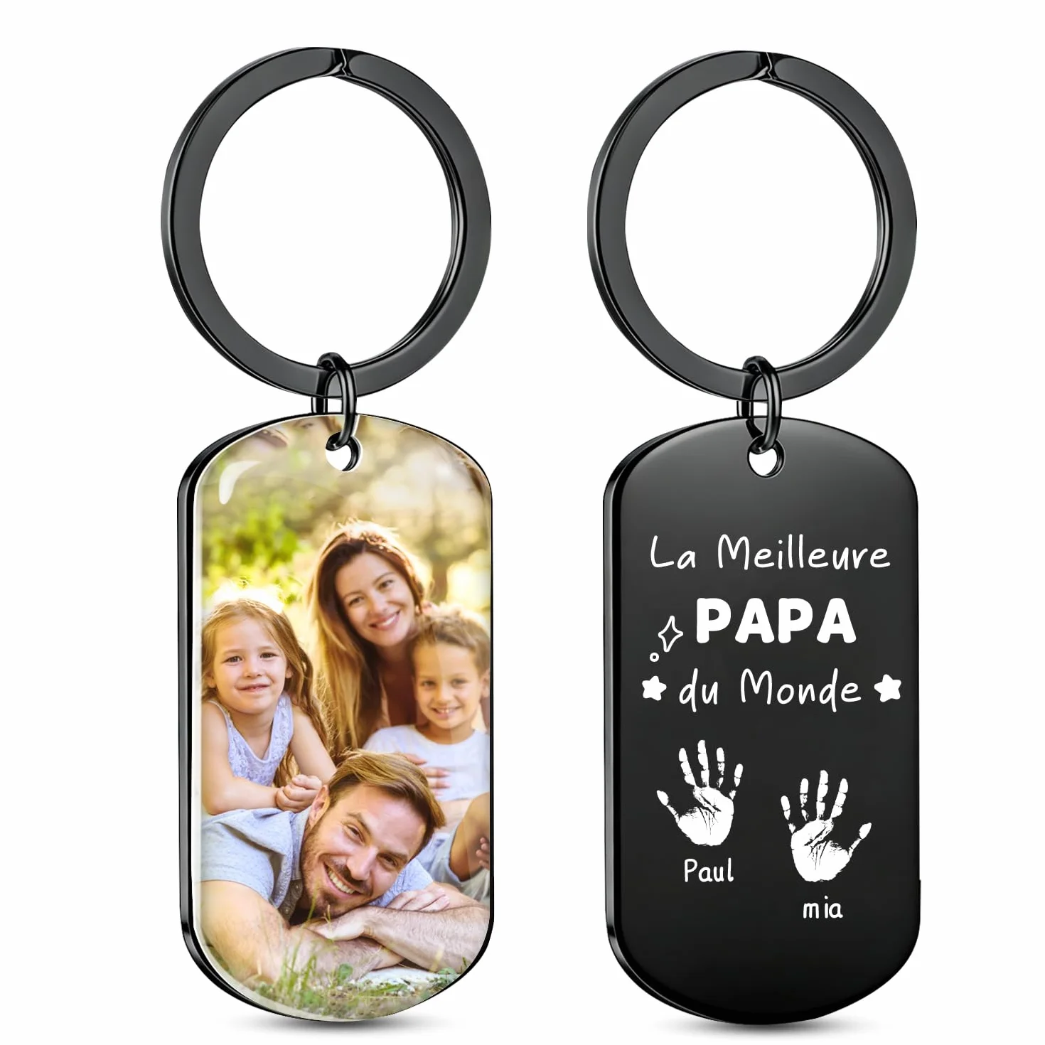 Porte Clef Personnalisable Cadeau Papa Empreinte de Main Photo Fête des Pères