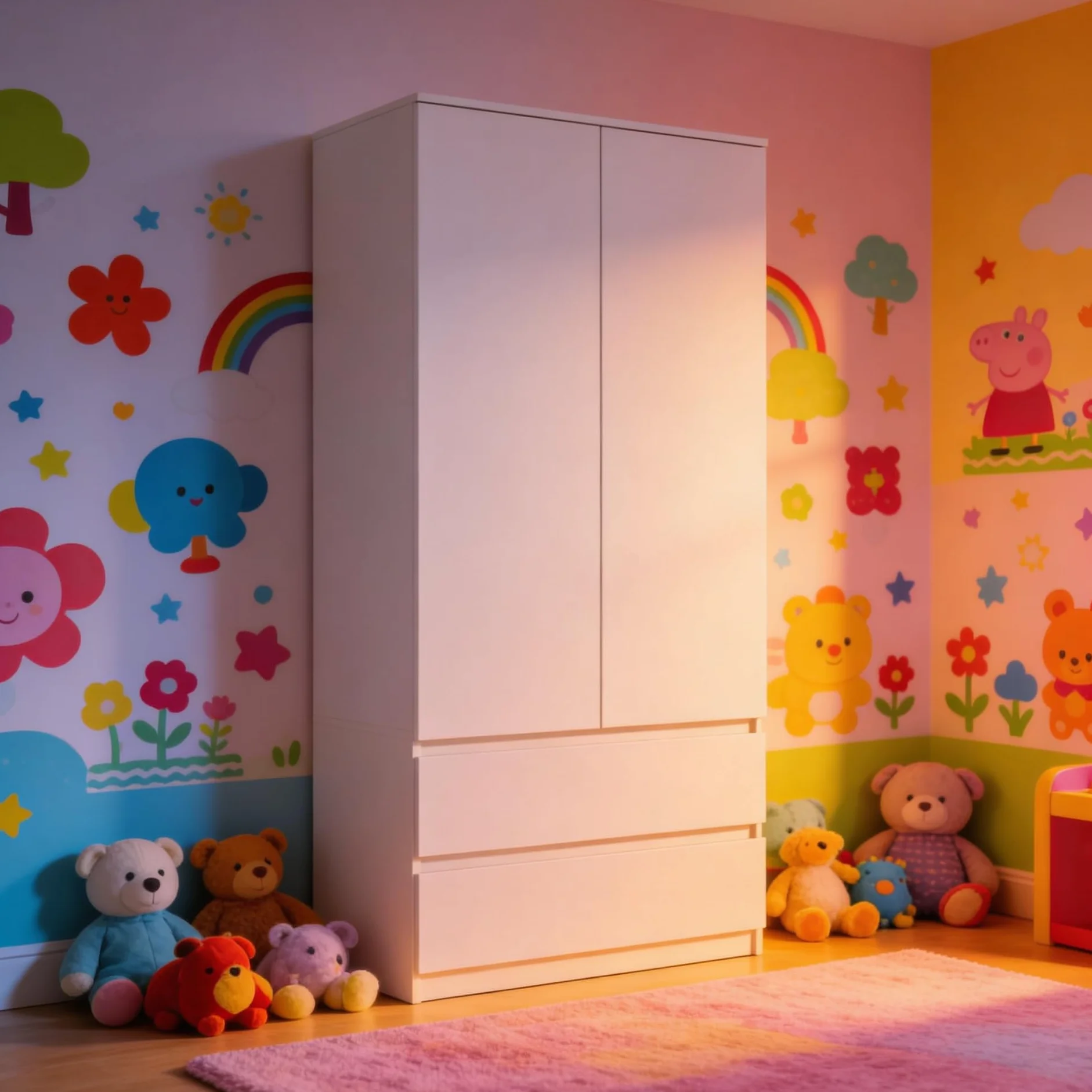 Meble Masztalerz Armoire Chambre Enfant 2 Tiroirs 90 cm Penderie Vetement Dressing Rangement Blanc 180x90x50 cm
