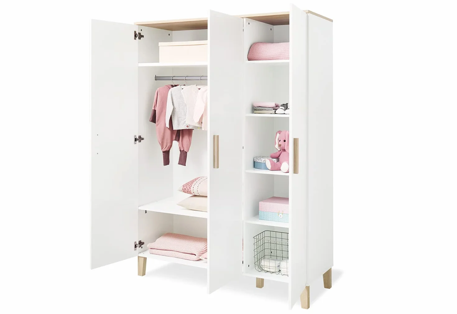 Pinolino Grande armoire Lumi blanche et chêne bois véritable