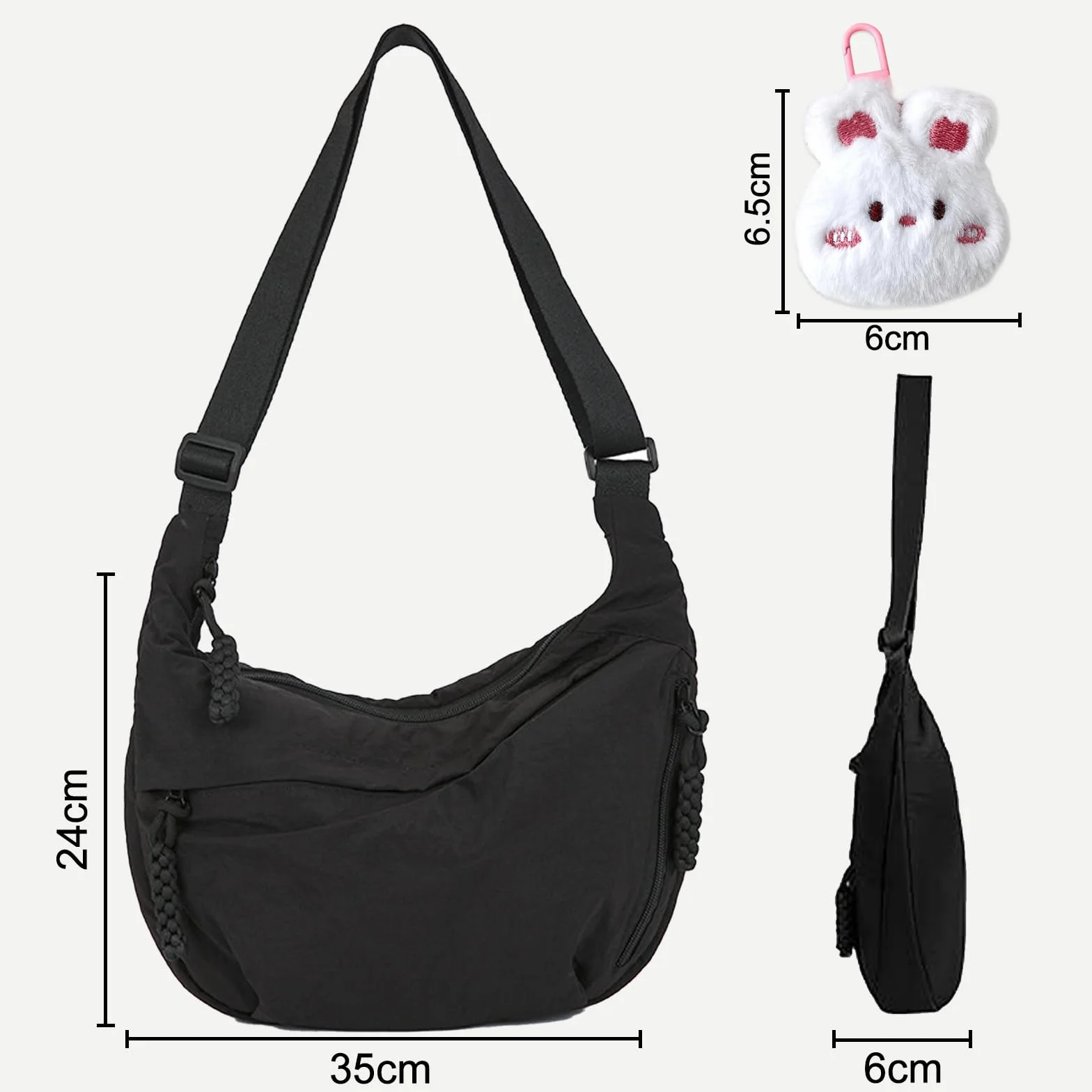 Sac à Bandoulière Demi Lune pour Femme, Sacs Hobo Grand Lanière avec Sangle Ajustable