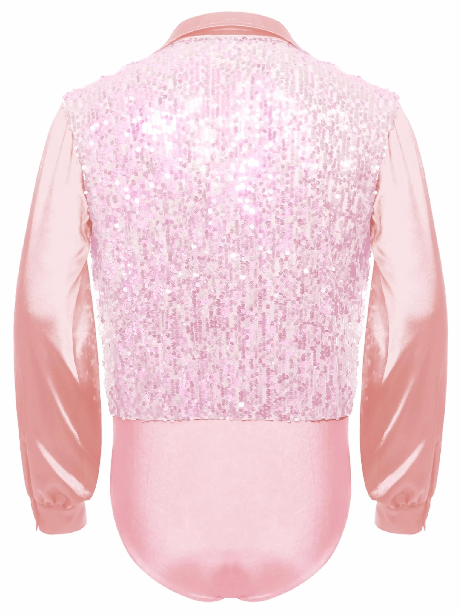Combinaison Danse Latino Américain Homme Chemise Tango Paillettes Leotard Ballet Manches Longues
