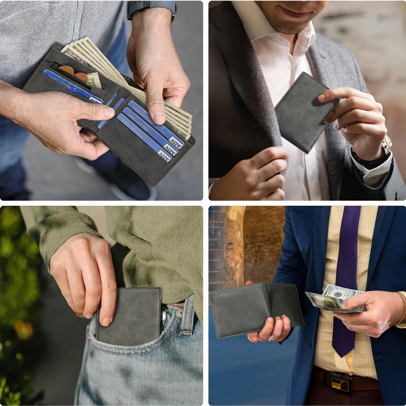 KEYRI Portefeuille Homme Cuir avec Porte-Cartes et Compartiments à Billets Noir