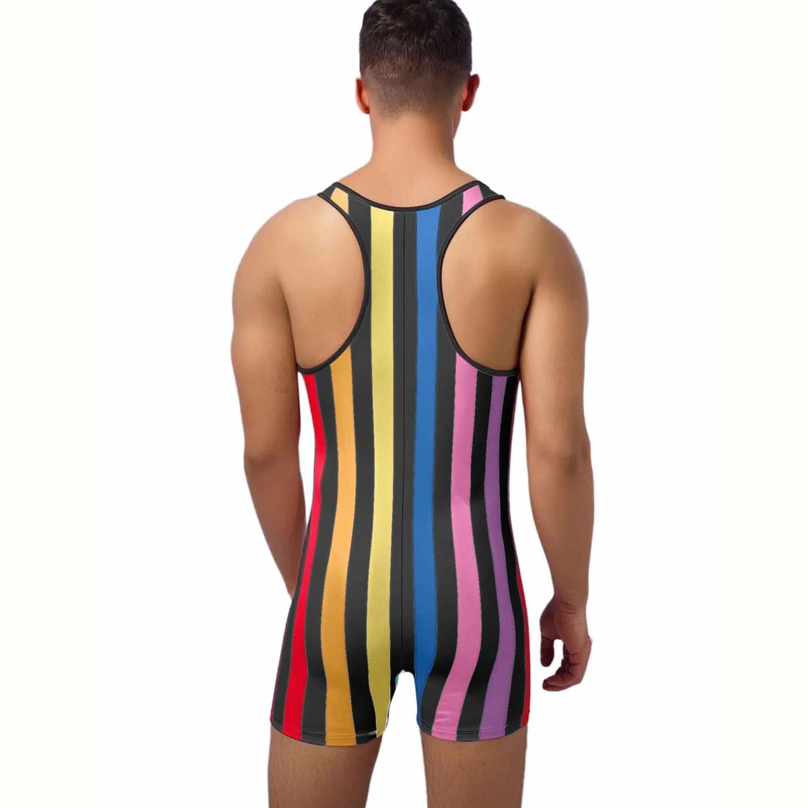 Justaucorps de Lutte Extensible Sport Fitness Gym Body sans Manche Combinaison de Sport Yoga Maillot de Bain