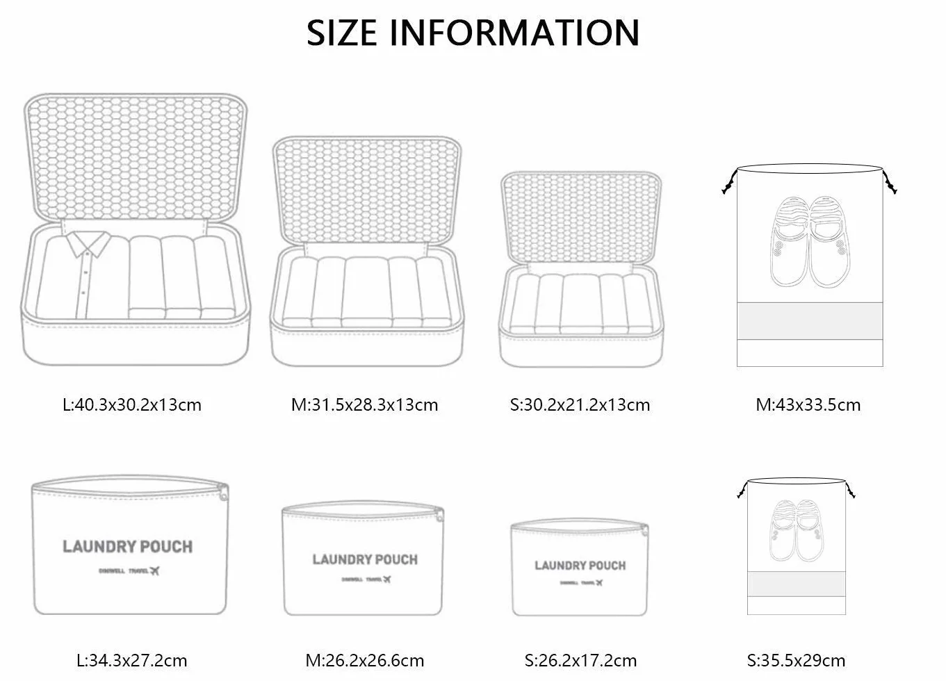 Vicloon Lot de 8 Organiseurs de Bagage Sacs de Voyage Cubes Étanches Différentes Tailles Bleu foncé
