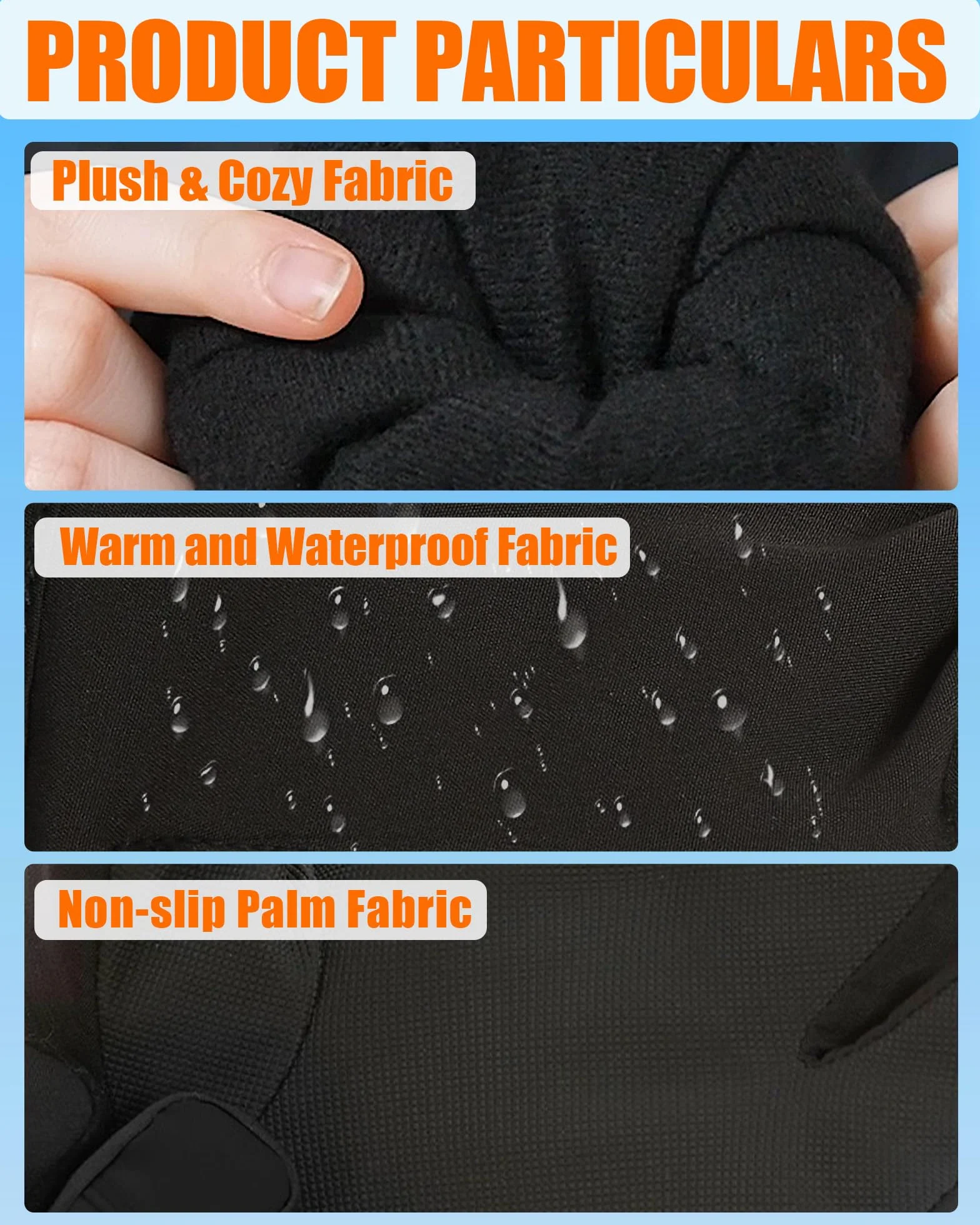 Gants chauffants pour enfants imperméables avec batteries 2700 mAh 3 niveaux chauffage Noir S-M