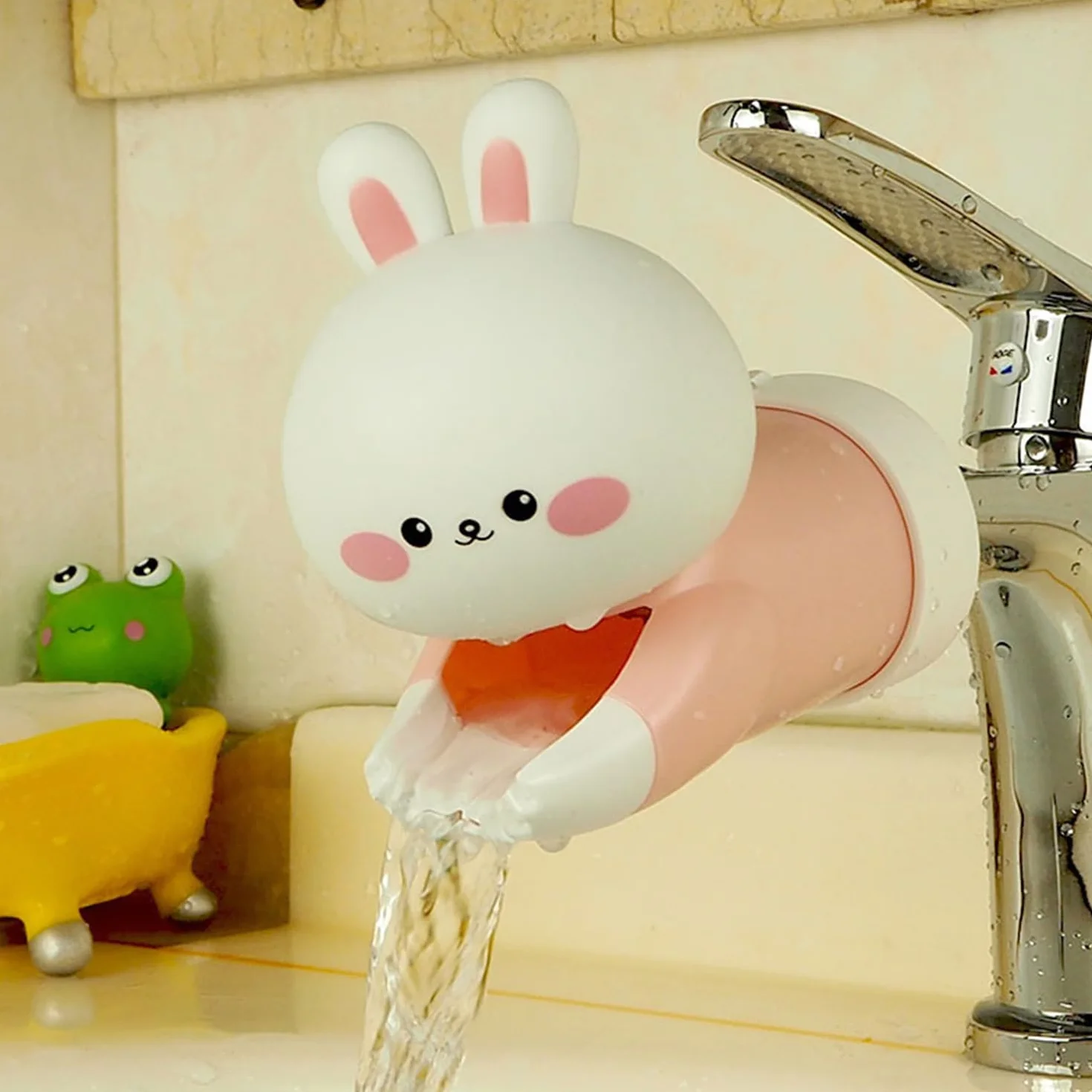 Robinet Extender Enfant, Extension Robinet Baignoire Bébé, Cache Bec de Bain Protection Douche (Rose)
