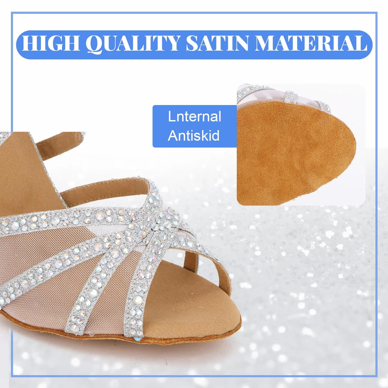Chaussures de Danse Femmes Latine Strass Salsa Tango Valse Bachata Moderne Salon
