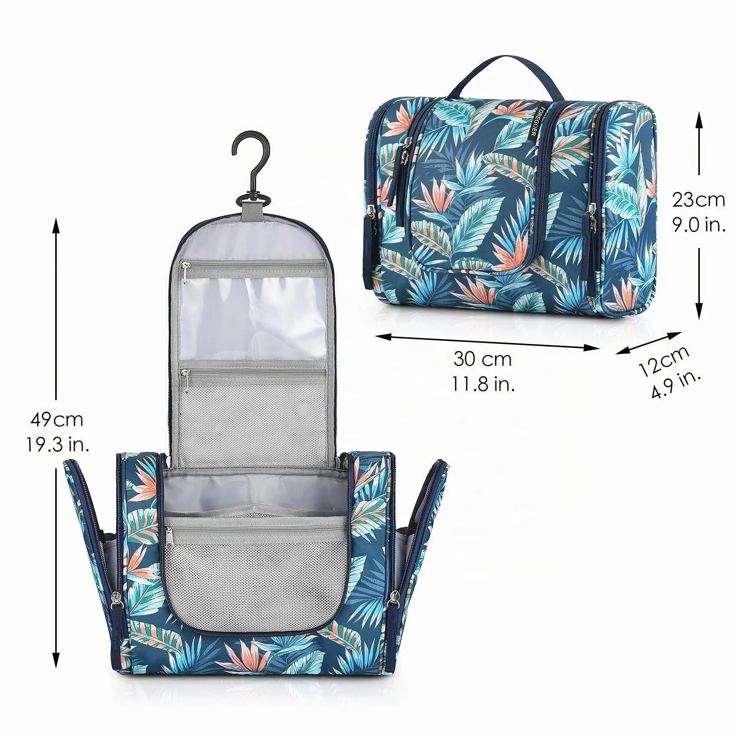 FOREGOER Trousse de Toilette Voyage Grande Sac de Toilette cosmétiques Suspendre Vanité Femme