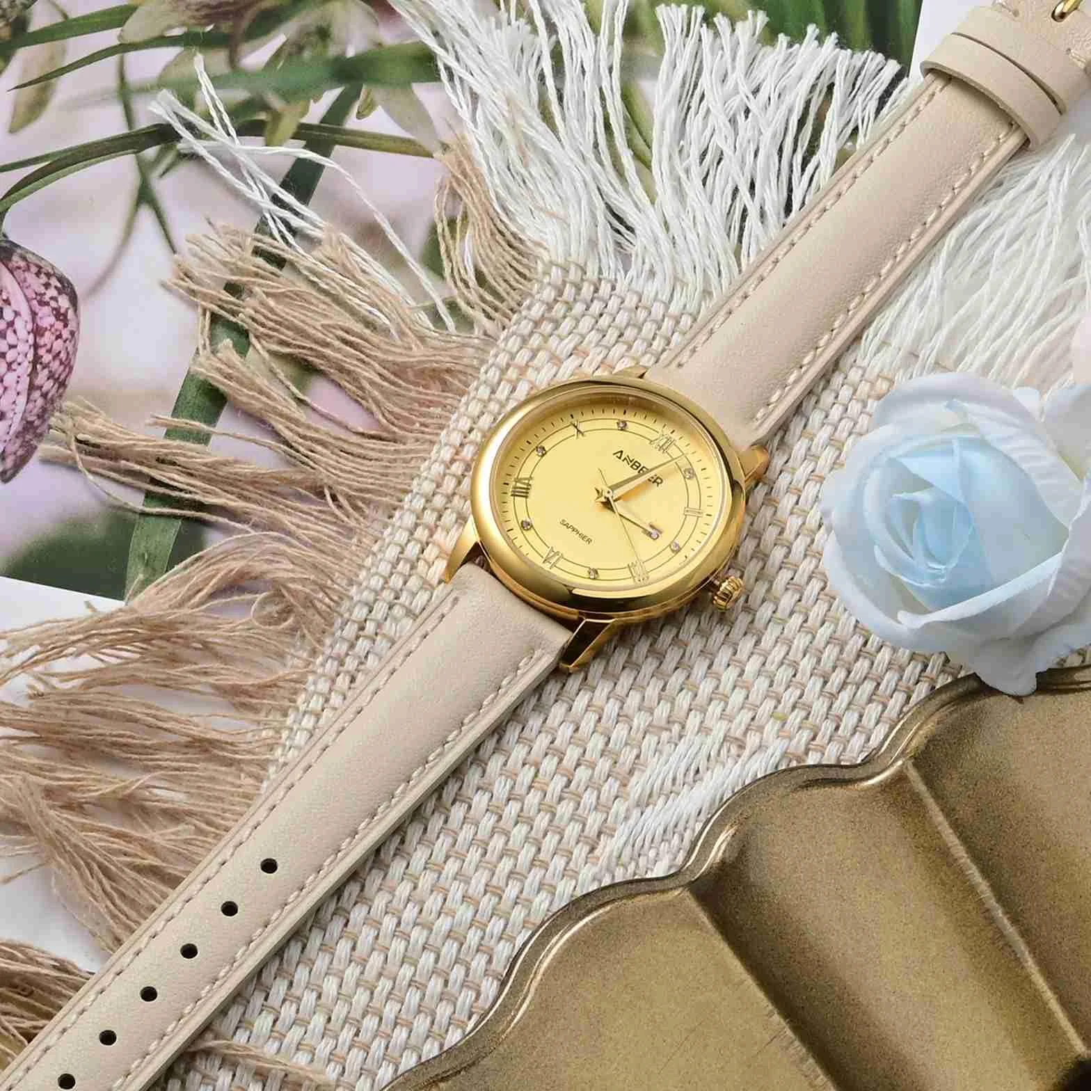Bracelet de montre en cuir véritable Anbeer, remplacement rapide pour femmes