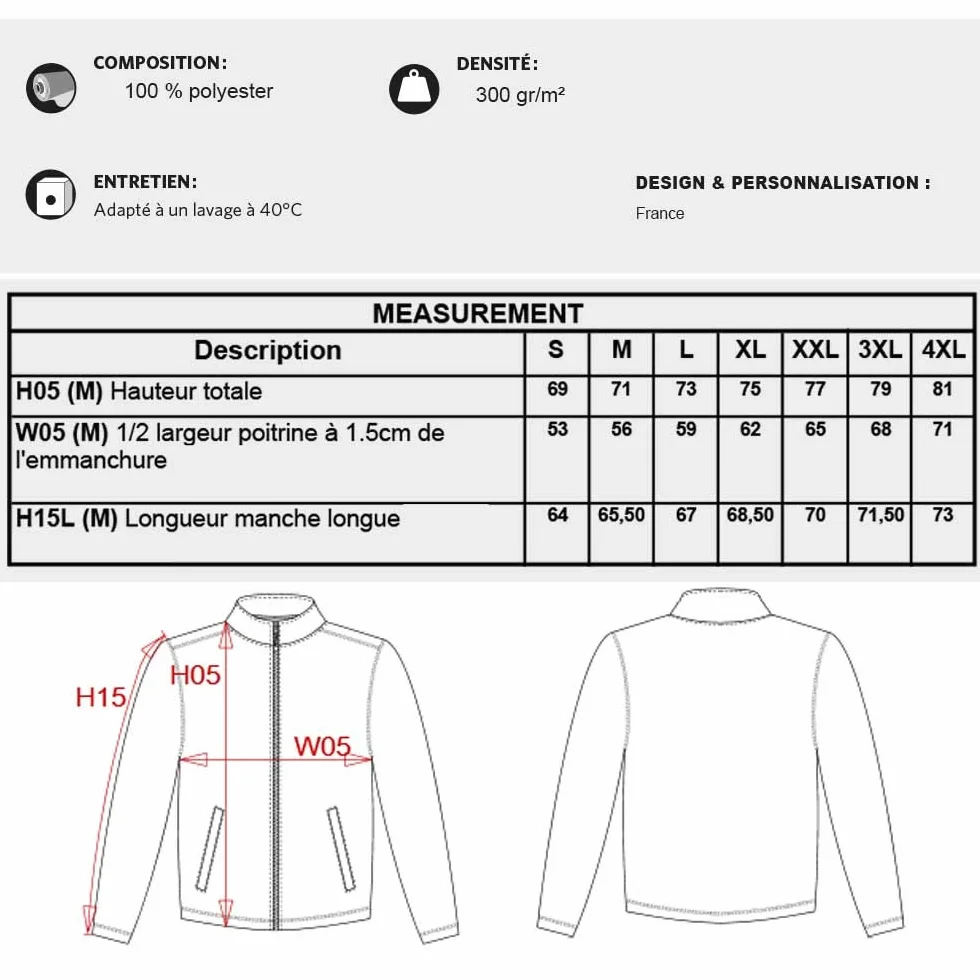 Veste Polaire Canard vêtement de Chasse personnalisé gibier