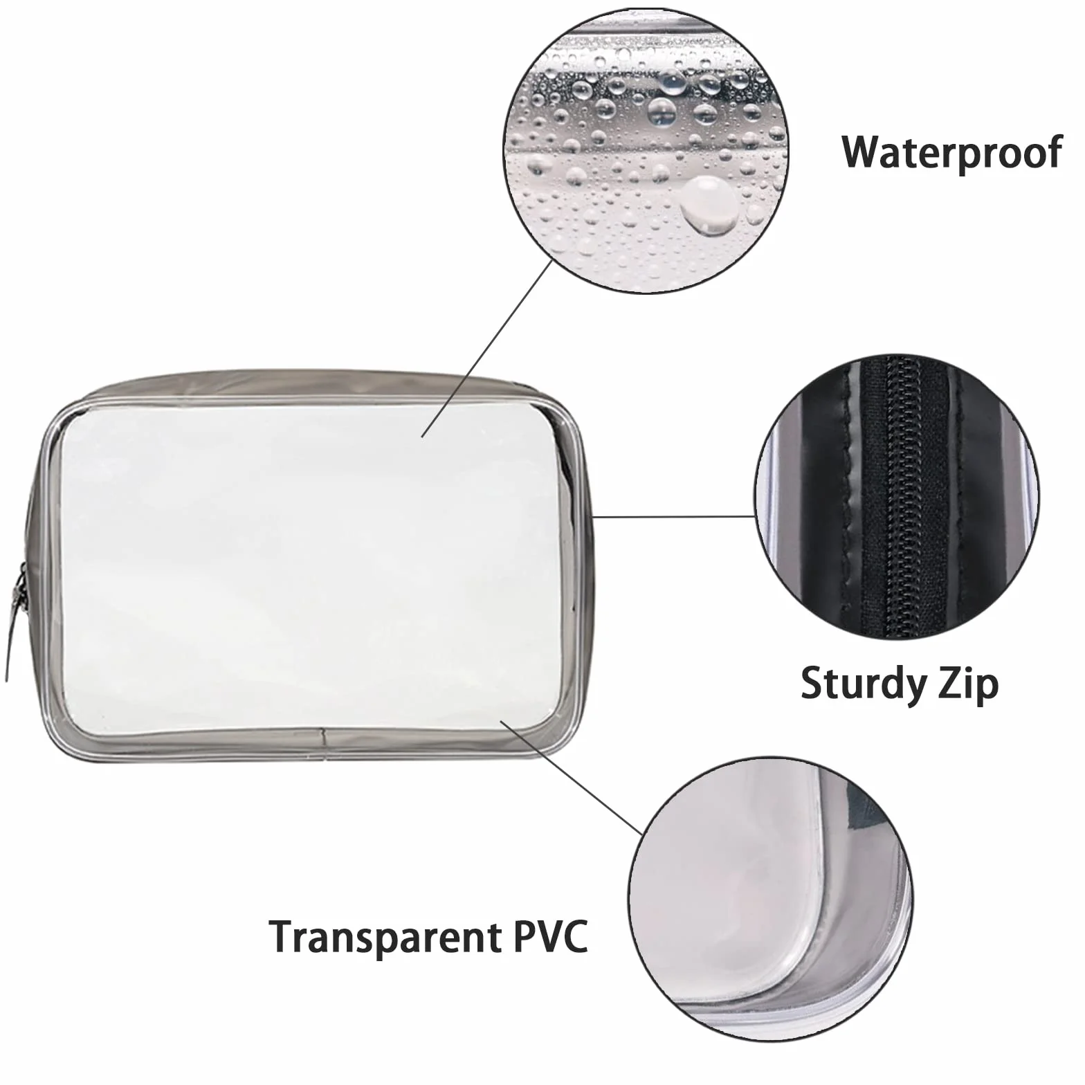 KEYRI 4 Pièces Trousse de Toilette Transparente Étanche Trousse de Voyage TSA Kit Voyage Avion Sac Cosmétiques Noir