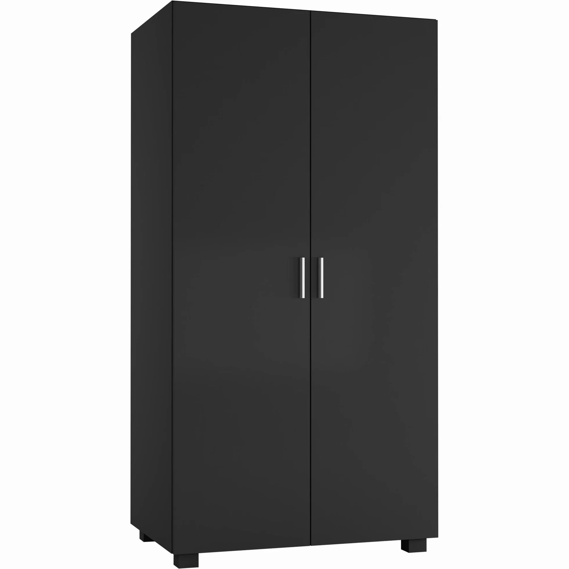 URBNLIVING Orlando Armoire en bois 2 portes avec barre suspendue noir