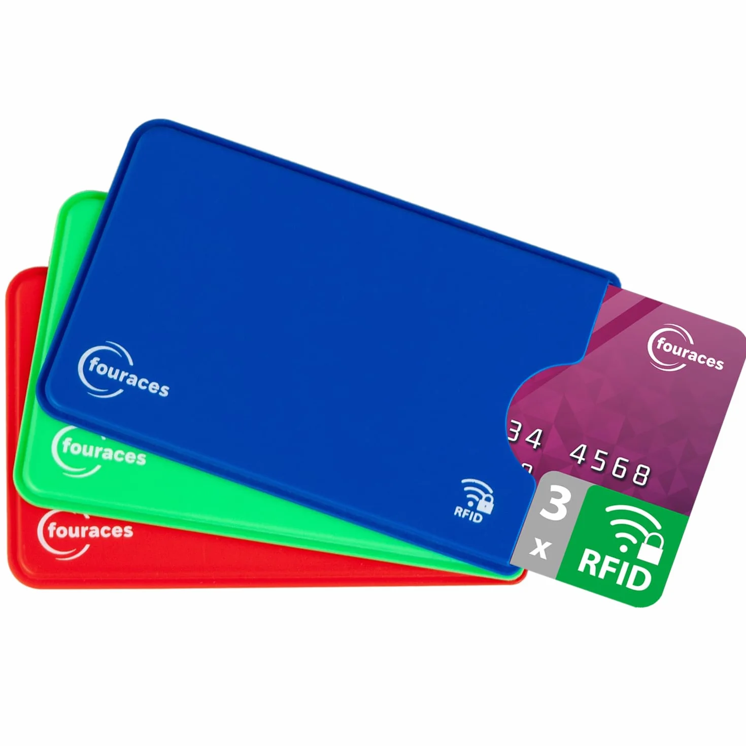 fouraces RFID Protection Carte bancaire 3 pièces Porte-Carte Anti fraude Anti RFID NFC Plastique Multicolore