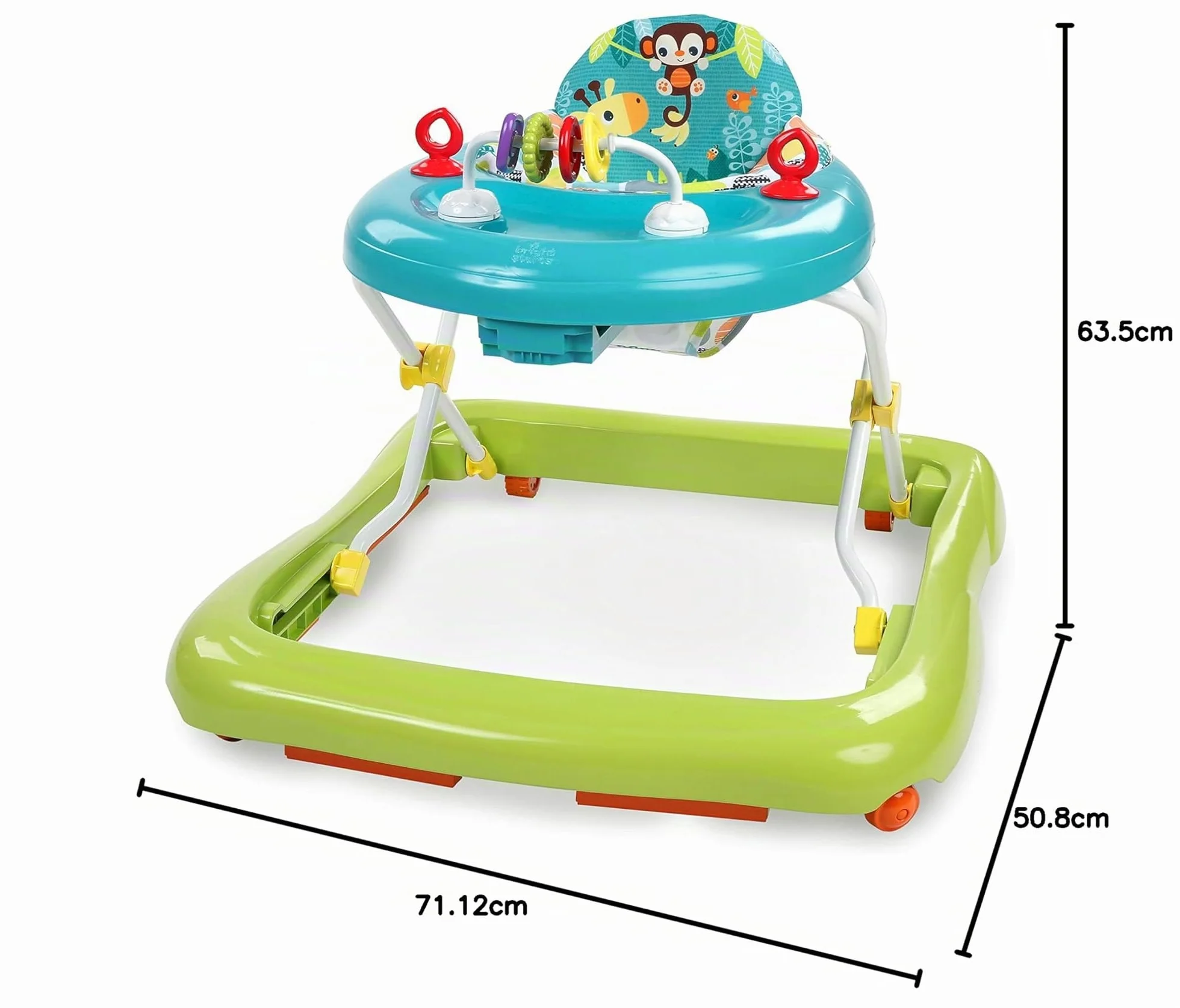 Bright Starts Trotteur Bébé Pliable Giggling Safari Vert/Bleu 6 Mois+