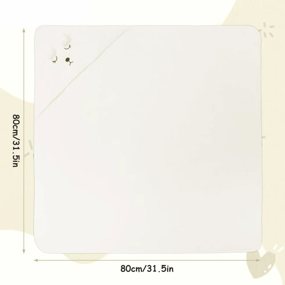 Serviette de Bain Capuche Bébé 80x80 cm Cape de Bain Doux Absorbant Ours Blanc