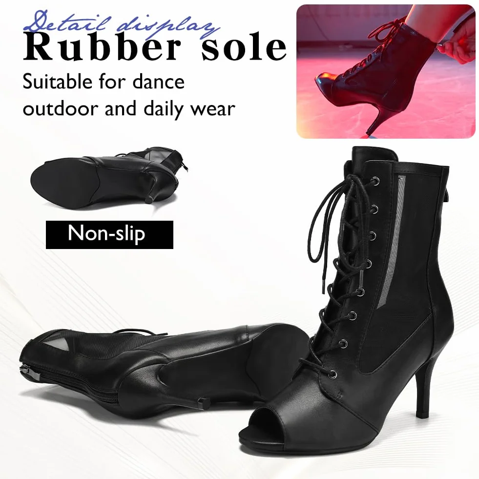 HIPPOSEUS Bottines de Danse Femme Talon Haut 8cm Chaussures de Danse Sexy Modèle 5136