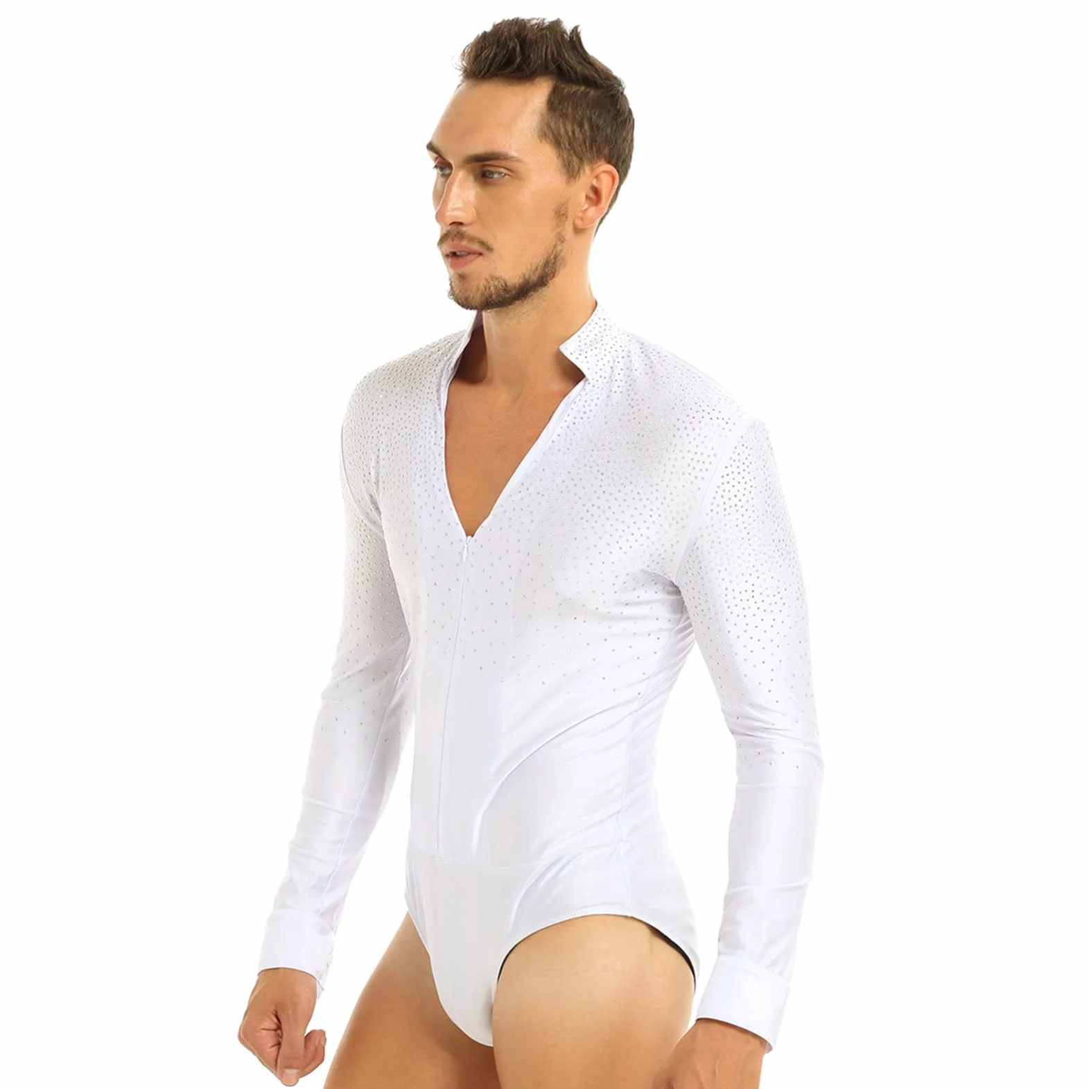 CHICTRY Justaucorps de Danse Latine Pantalon à Franges Homme Salsa Chacha