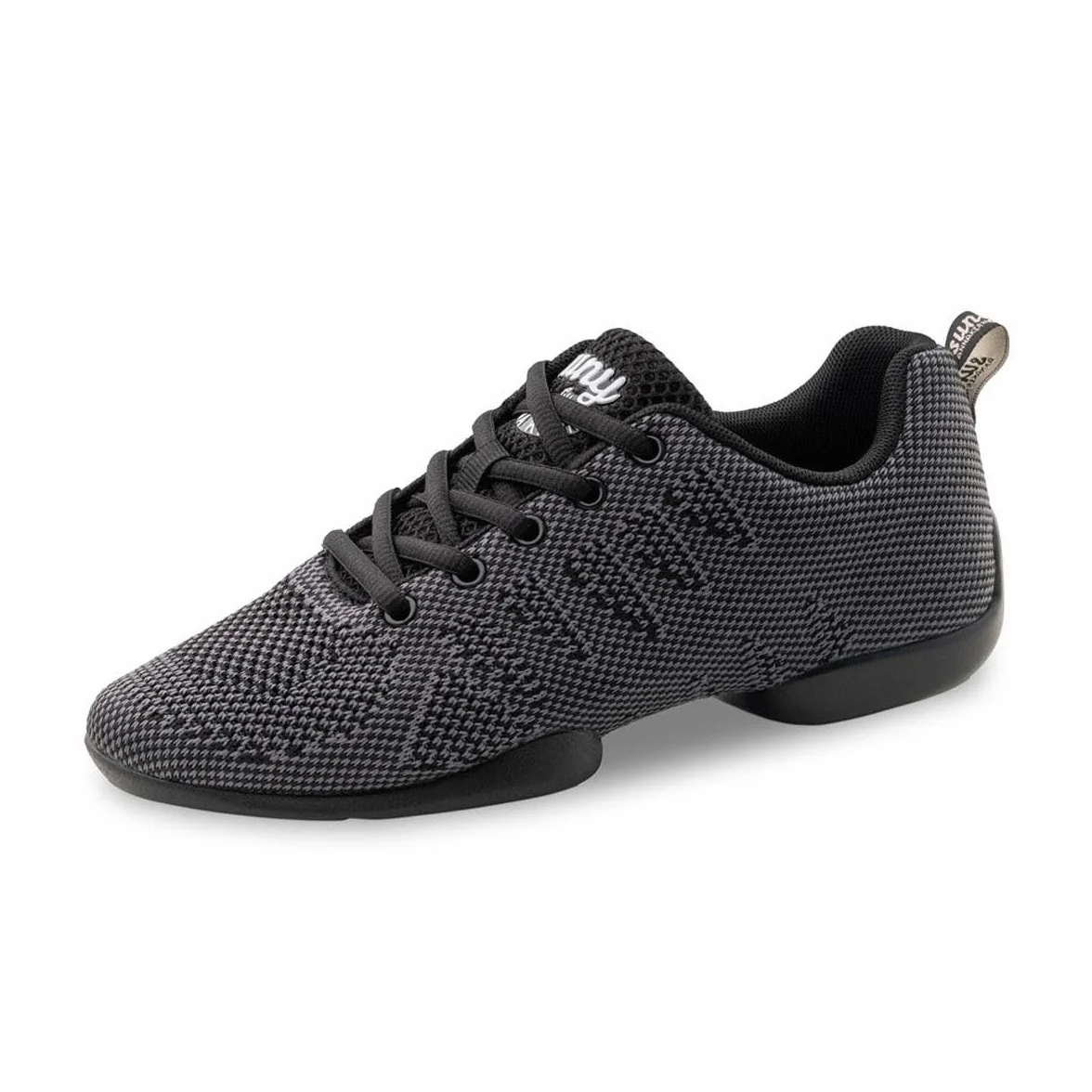 Anna Kern Baskets de danse pour homme 4050 Bold - Textile noir/gris - Semelle en polyuréthane divisée