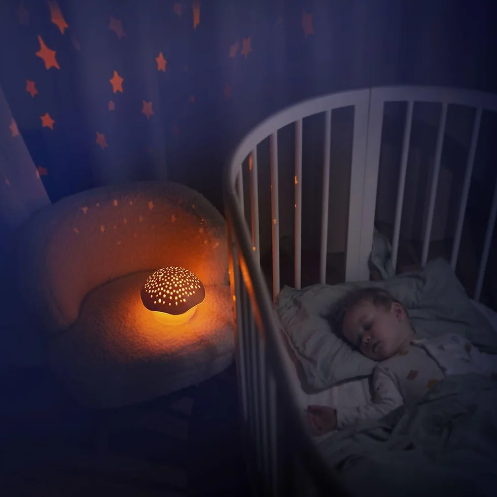 Pabobo Kid Sleep Projecteur D'étoiles Musical Champignon Rose Veilleuse Bébé Enfants Berceuse Bruits Blancs Minuteur Intégré