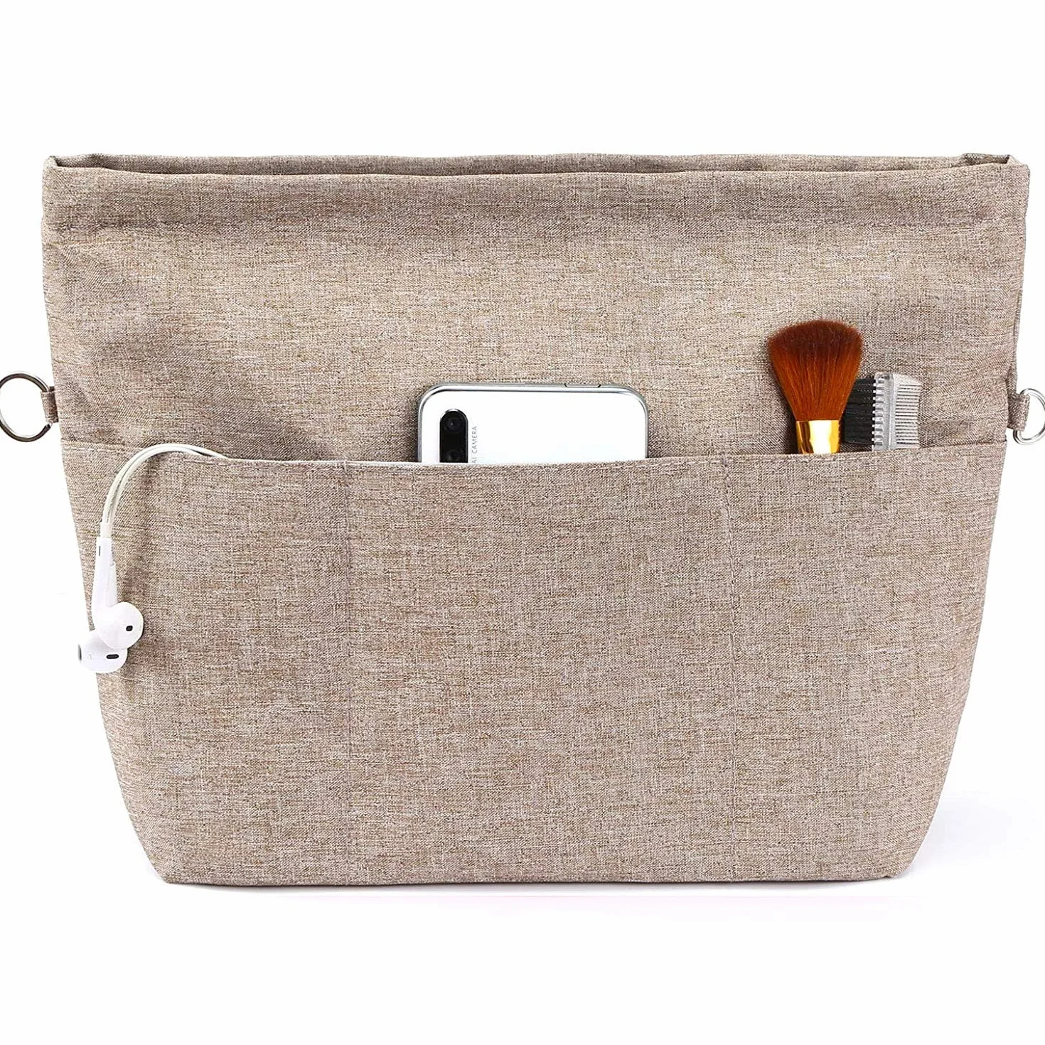 Organisateur de Sac à Main Femme Poids Léger Multi Poches Marron Bag in Bag