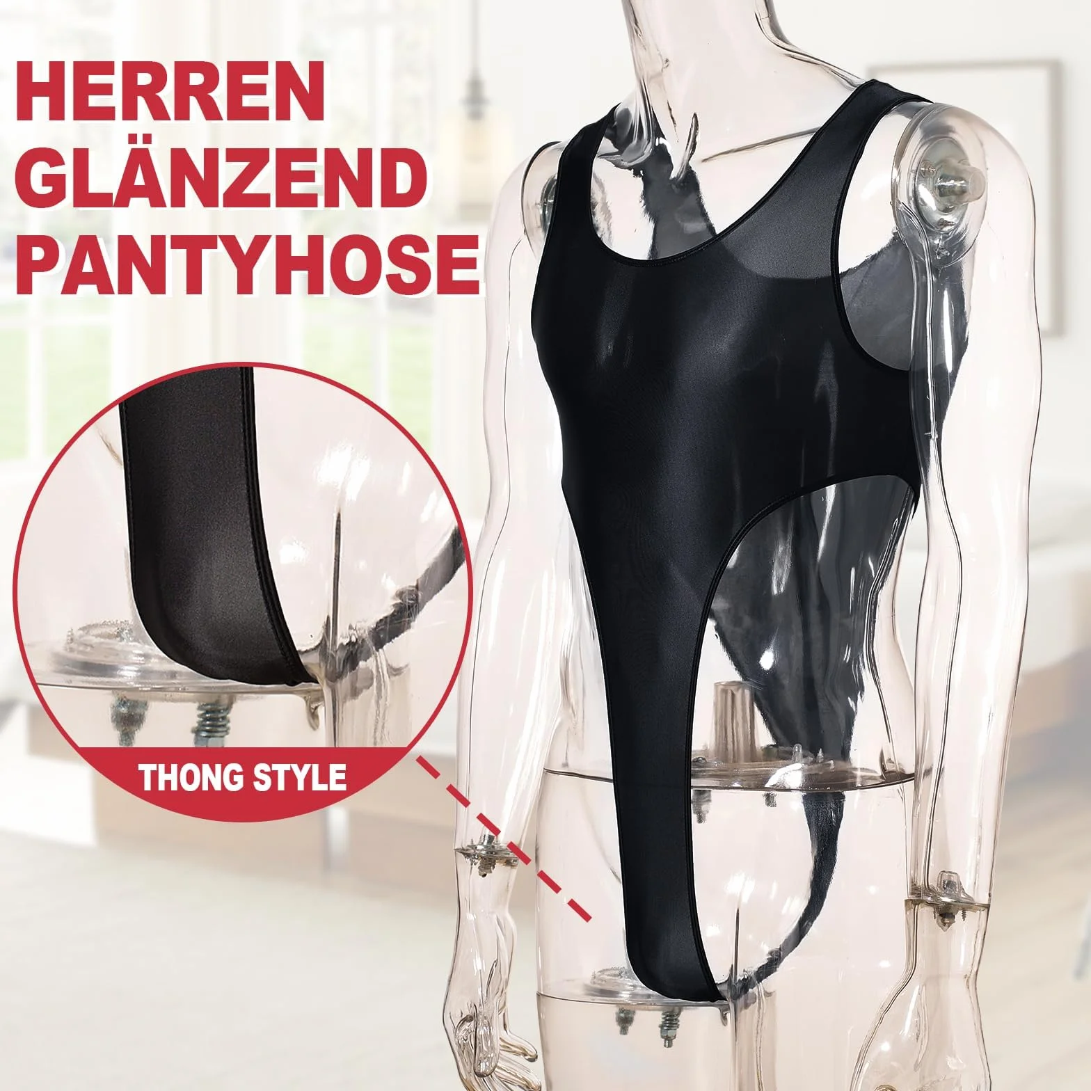 Justaucorps transparent sexy brillant pour homme maillot de bain une pièce sans manches lingerie sissy