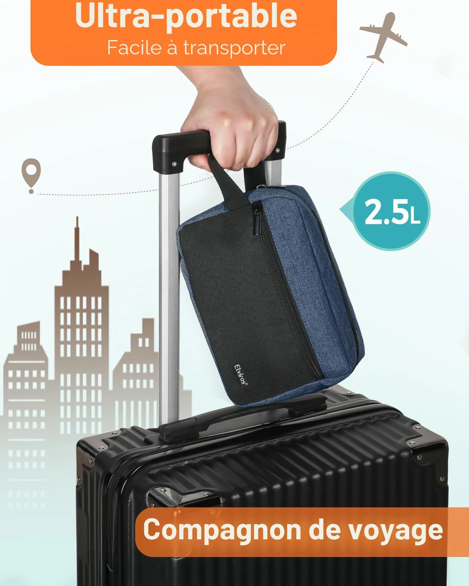 Trousse de Toilette Suspendre Homme Voyage Noir Bleu Foncé