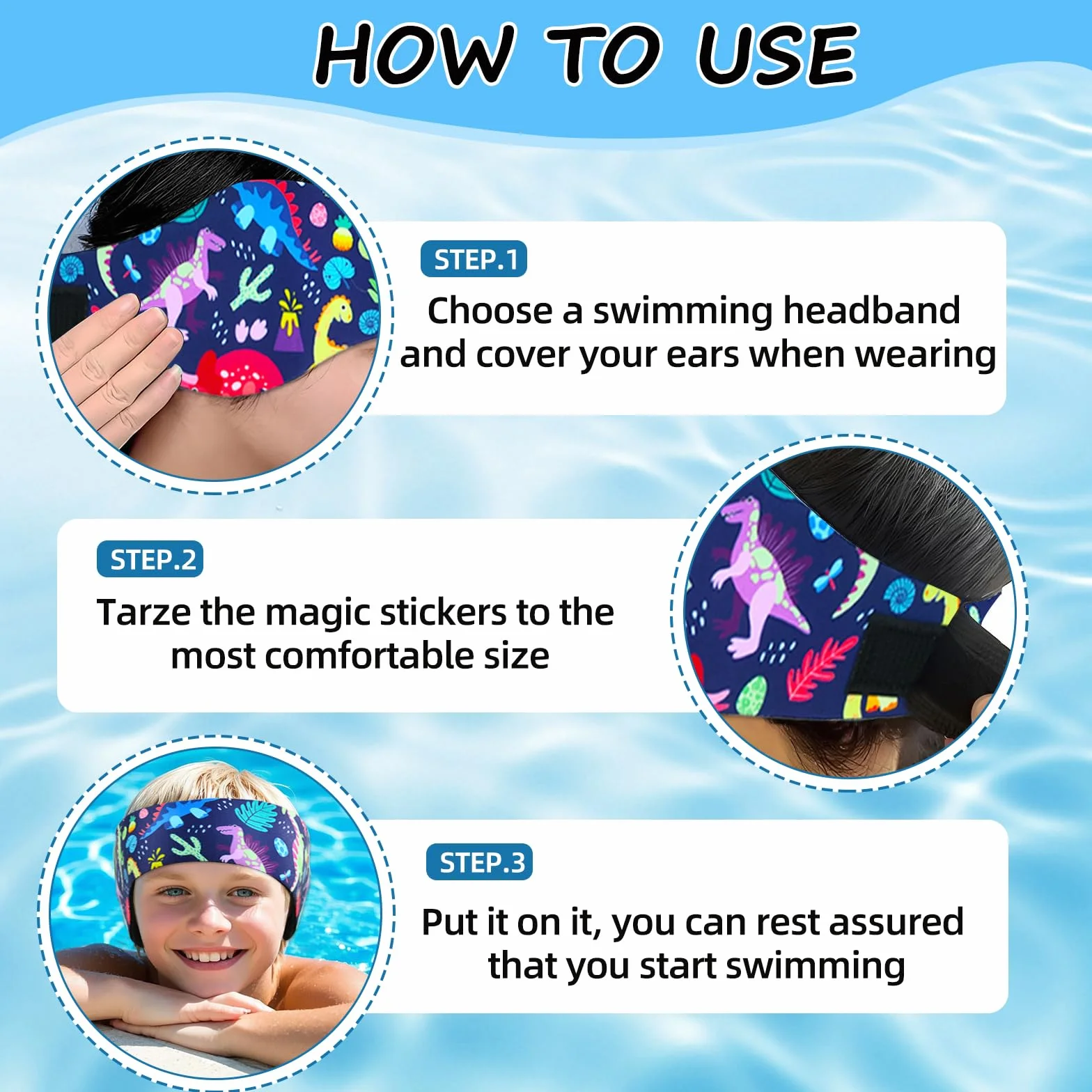 Bandeau Piscine Oreille Enfant 2 PCS Néoprène Natation Surf Douche M