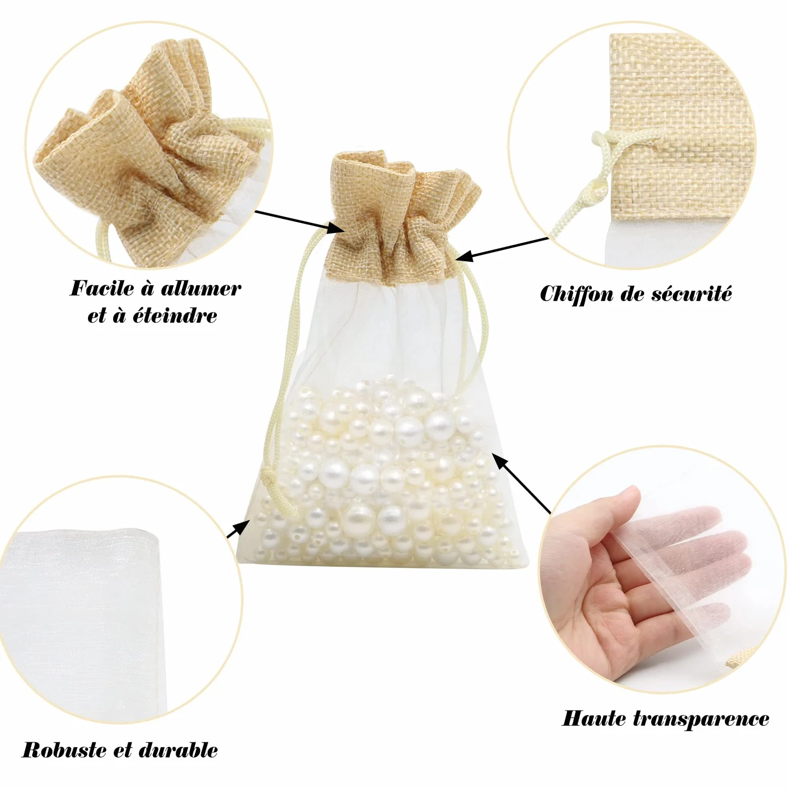 Sachets Organza 10x15 cm 24 Pièces avec Cordon de Serrage Réutilisable pour Mariage Bijoux