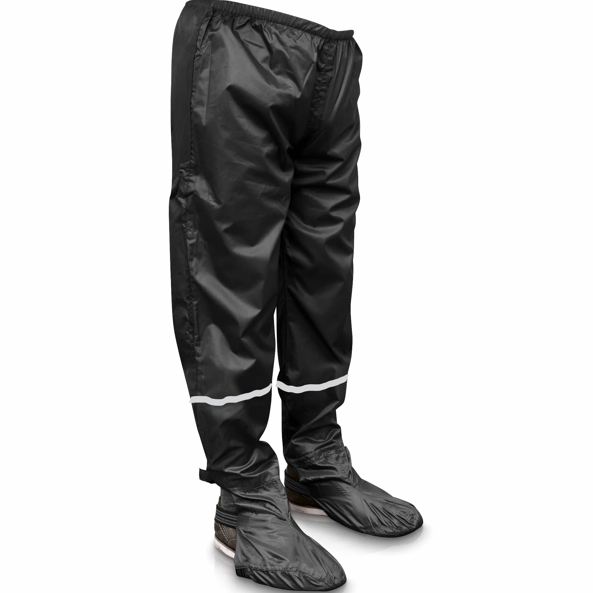 Rainrider Pantalon de pluie imperméable homme femme avec couvre-chaussures amovibles noir bleu