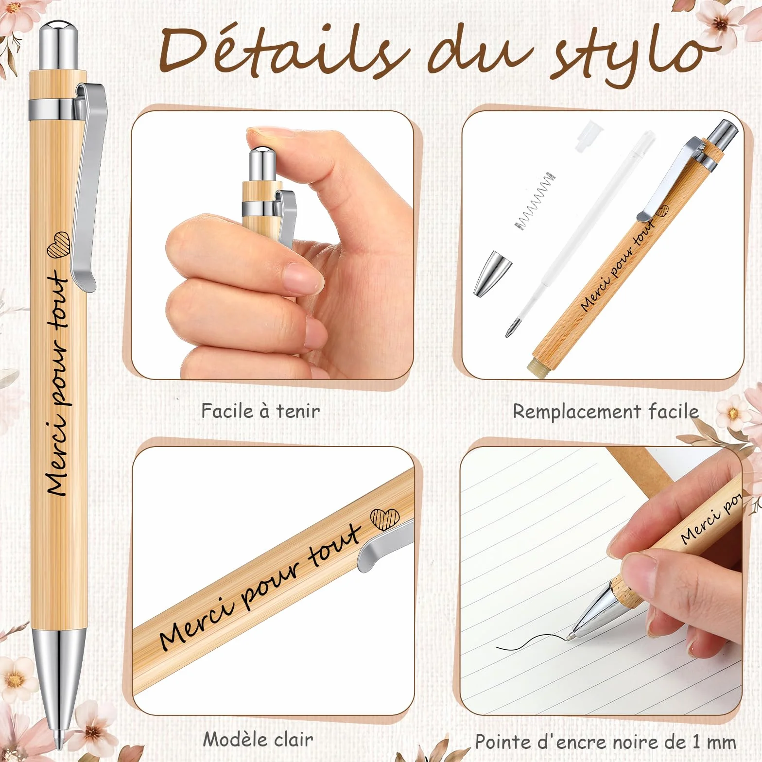 Xuniea 4 Pièces Cadeaux de Merci pour Femme Anniversaire Départ Retraite Travail