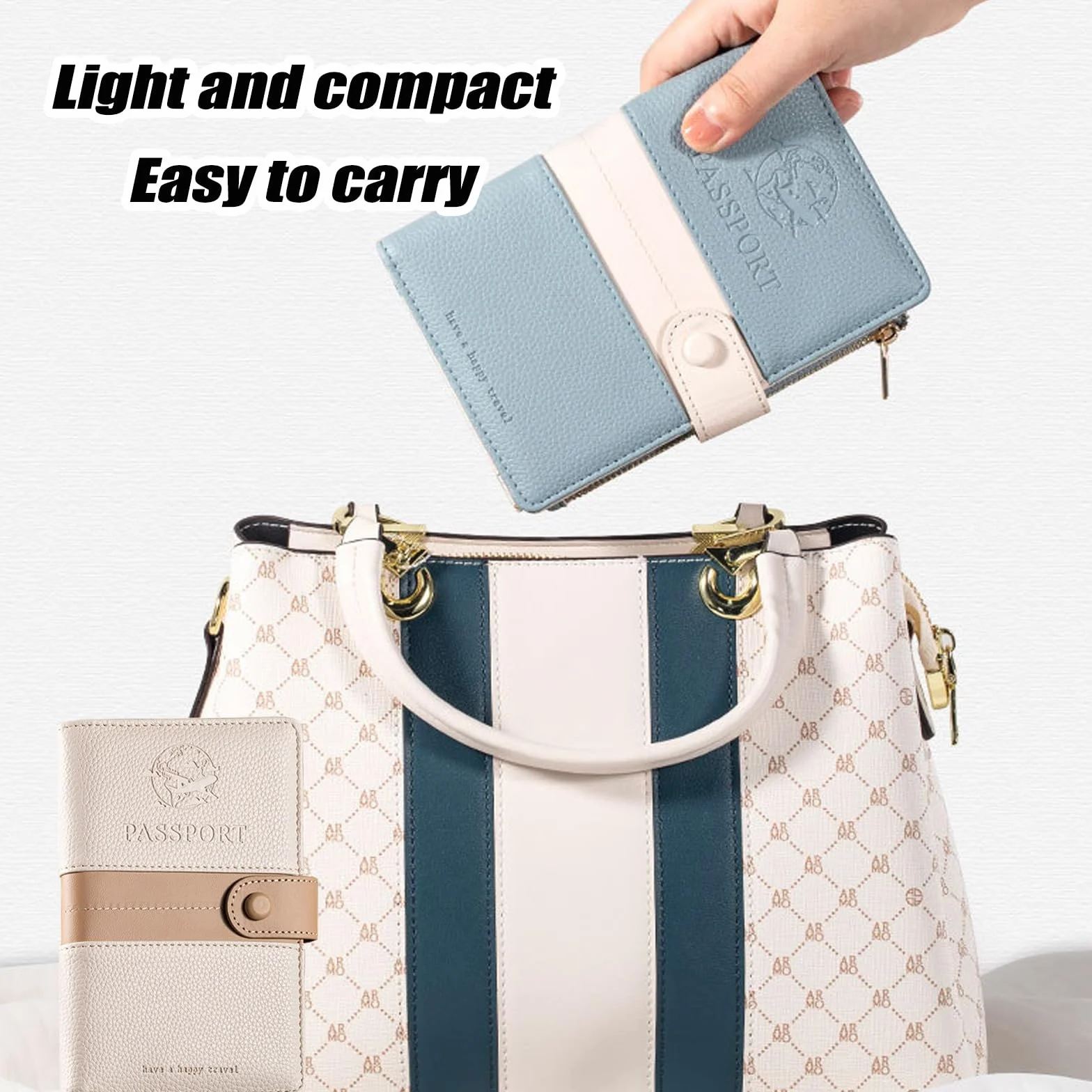 EPROICKS Porte Passeport RFID Cuir PU Voyage Etui Passeport Hommes Femmes Beige