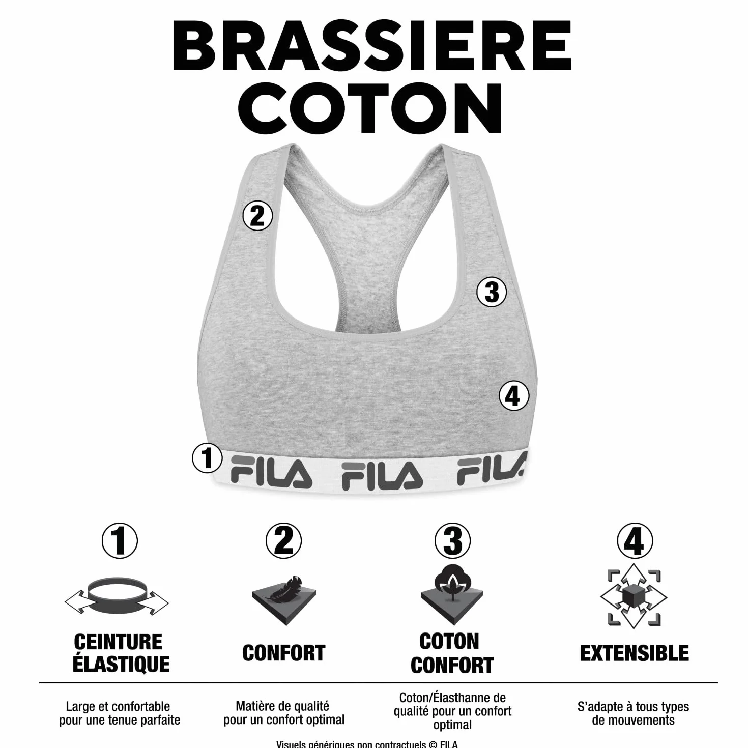 Fila Soutien-Gorge Coton Femme Sport Brassière Liberté de Mouvement