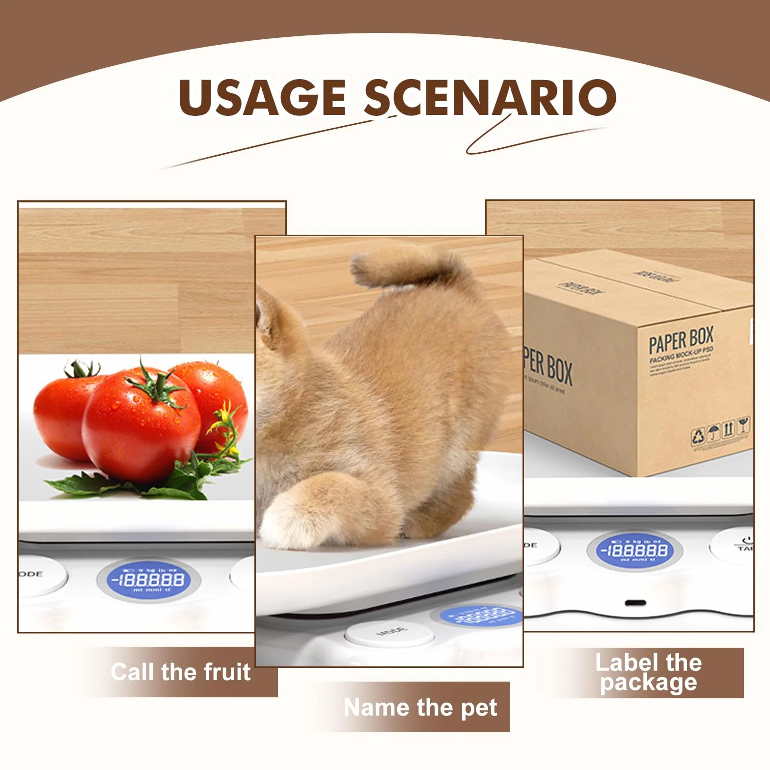 Balance numérique pour petits animaux 15 kg ± 1 g écran LCD plateau amovible 7 modes pesée