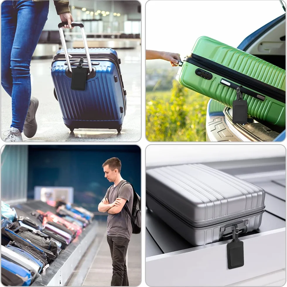 Flintronic 4PCS Étiquettes d'identification pour Bagages, Prévenir Perte Sacs Valises - Noir