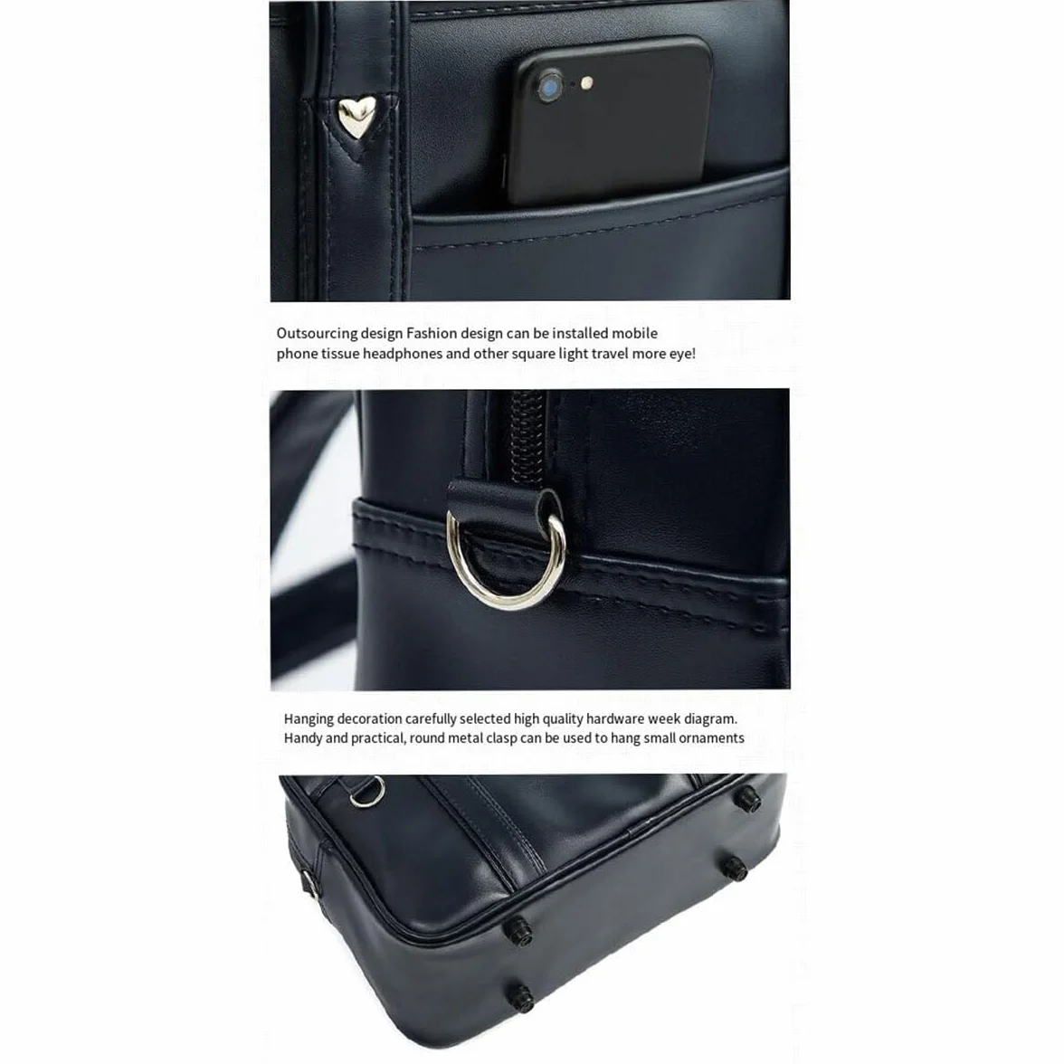 Japonais sac à bandoulière en cuir PU imperméable grande capacité fourre-tout pour étudiant