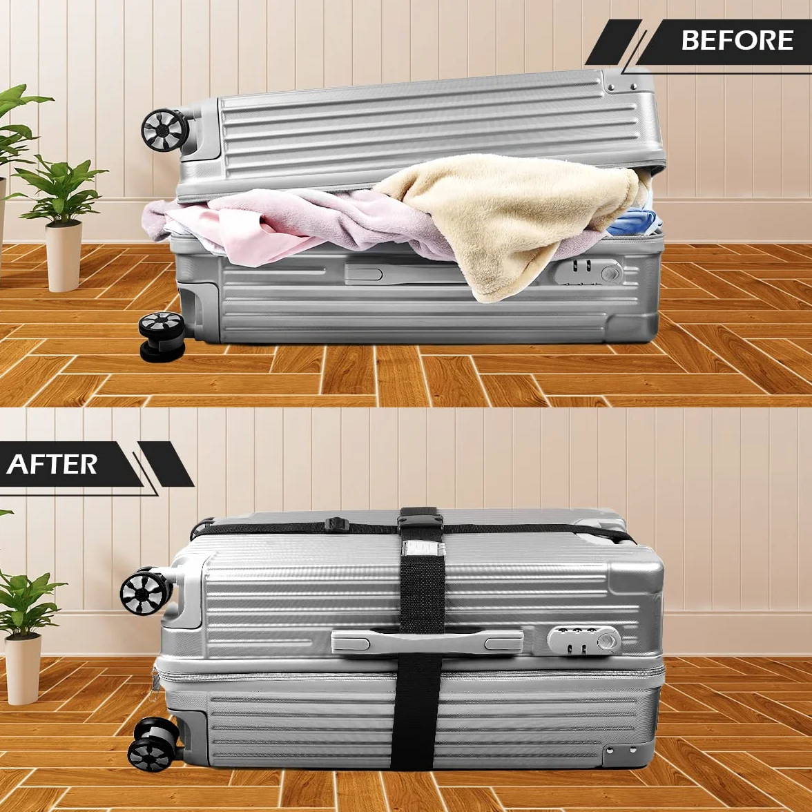 AiQInu Sangle de Bagage Lot de 2 Réglables avec Etiquette Identification Voyage Accessoires Valise