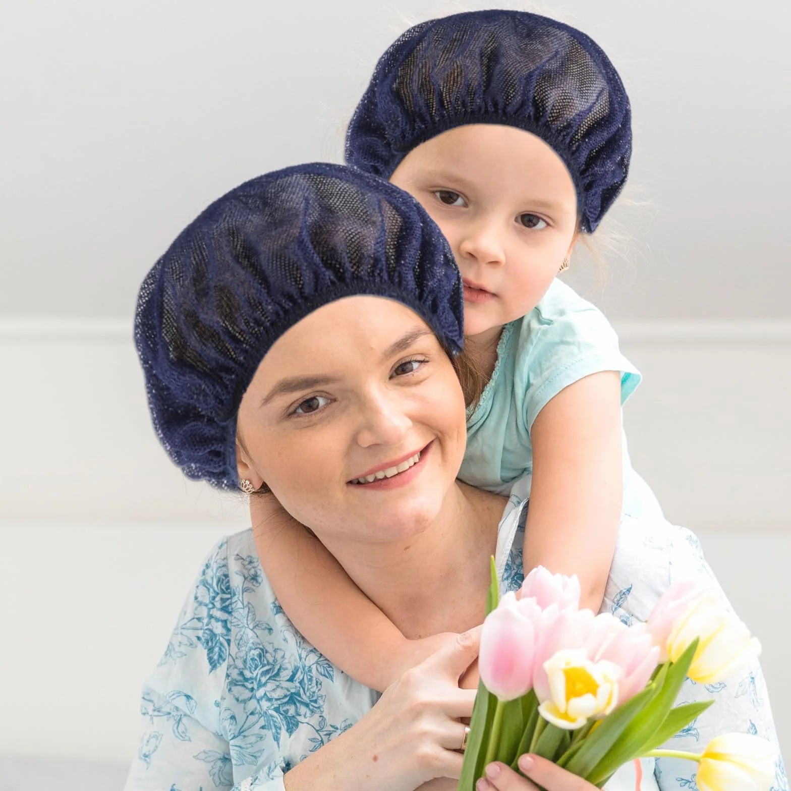 simarro Lot de 6 filets à cheveux élastiques pour dormir, bonnet de cuisine, bleu marine, taille élastique 44-86 cm